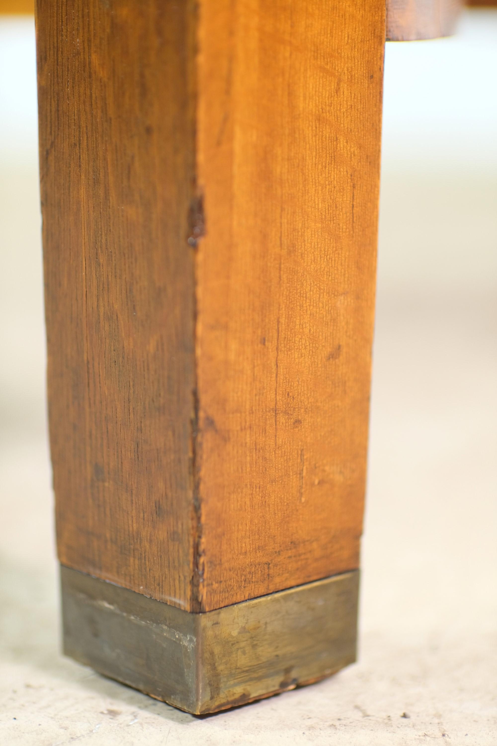 Oak 5 Leg Library Table 6 Drawers Brass Details Refinished 7