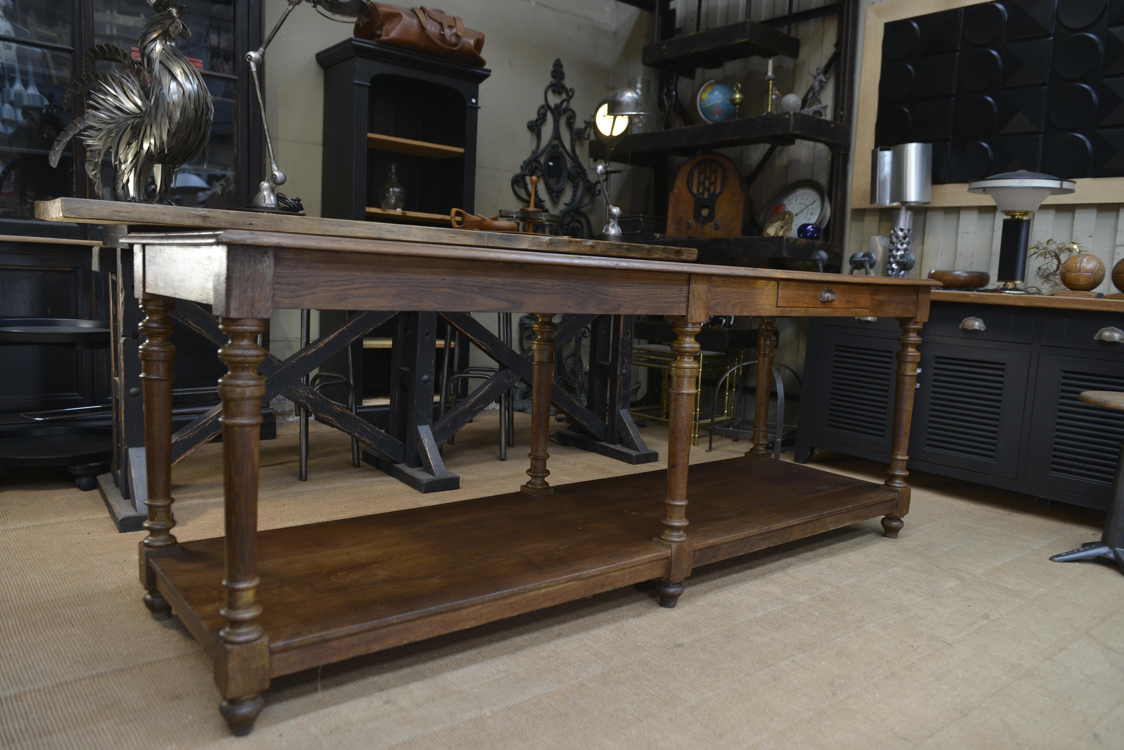 European Oak 6 Feet Draper's Table, circa 1900 For Sale