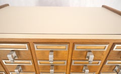 Oak Aluminum Apothecary 30 Drawers Apothecary Cabinet on Solid Legs Formica Top