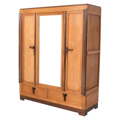 Armoire ou penderies Art Déco en chêne de l'école d'Amsterdam par C.H. Eckhart, années 1920
