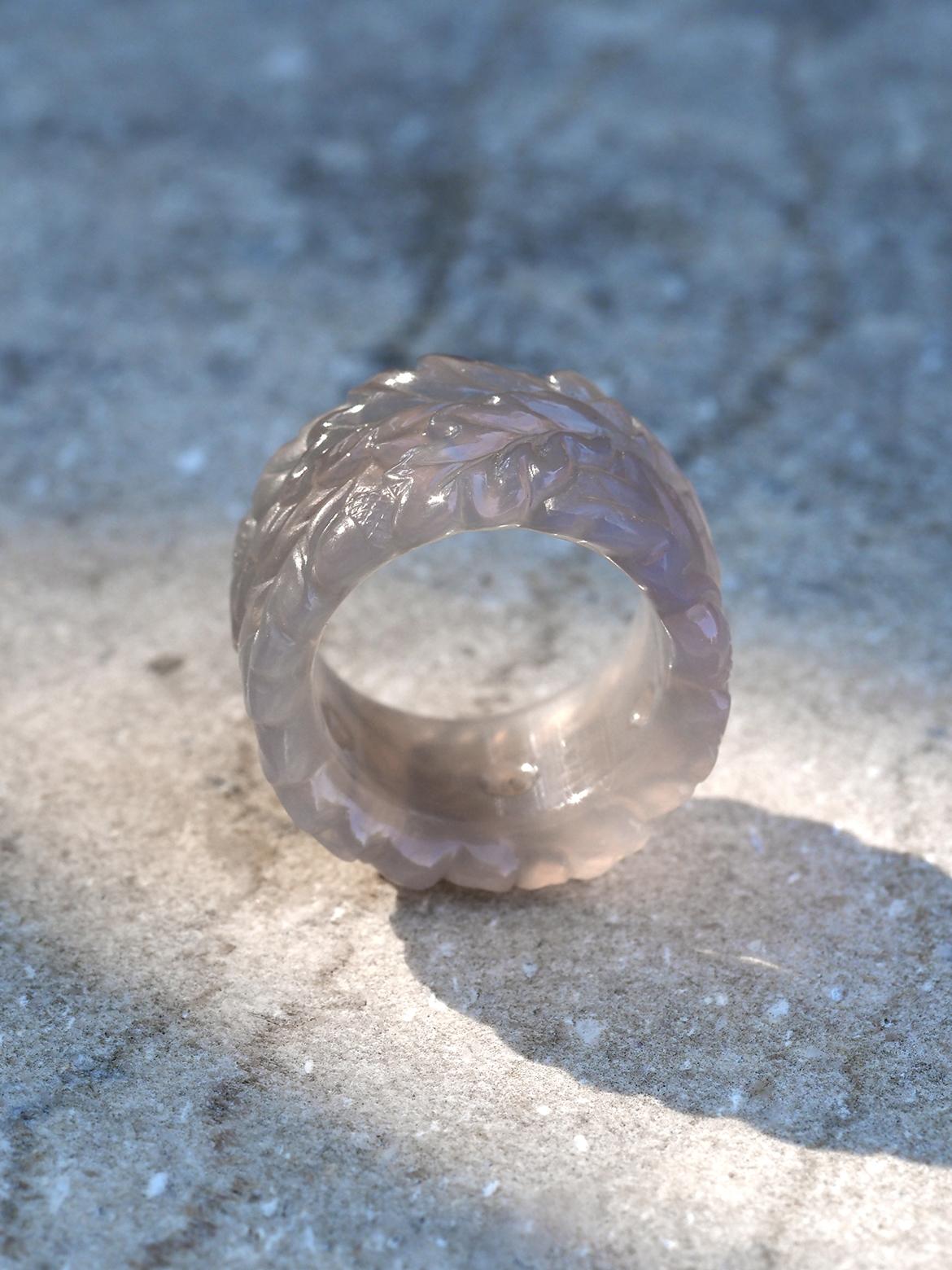 da uomo o donna Anello Oak e ghiande scolpito a mano in agata e calcedonio regalo in stile LOTR in vendita