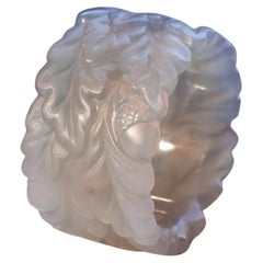 Oak and acorns ring hand carved agate chalcedony gift LOTR style statement ring