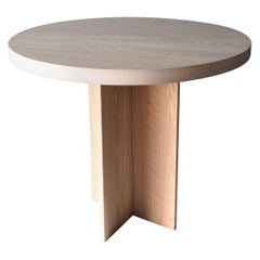 Oak and Beech Round Pedestal Dining or Entry Table by MSJ Furniture