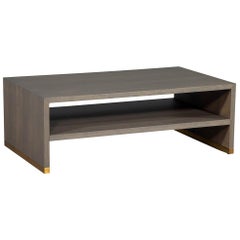 Oak and Brass 2-Tier Coffee Table