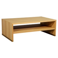 Oak and Brass 2-Tier Coffee Table in Natural Finish