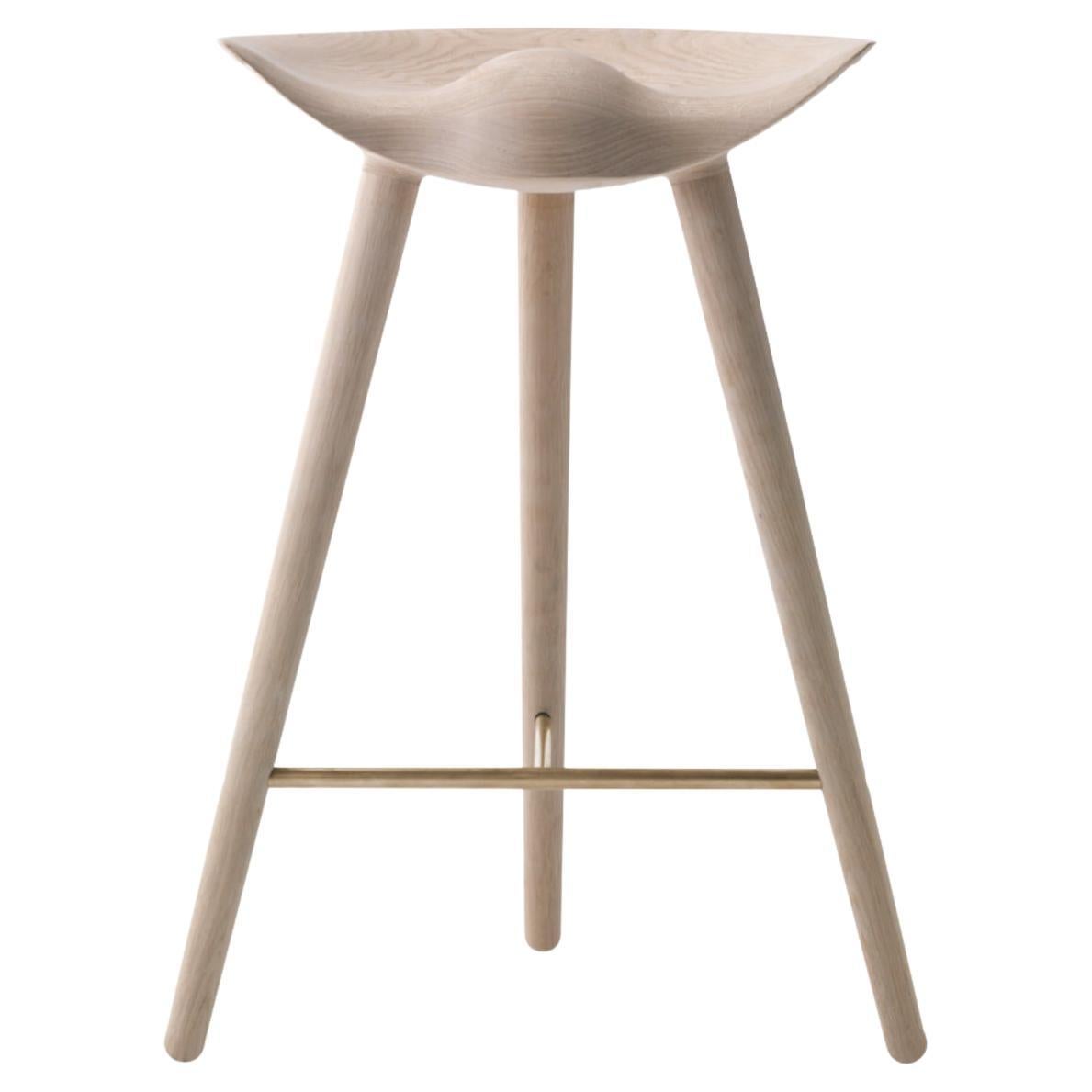 ML 42 Oak and Brass Counter Stool by Lassen For Sale