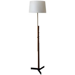 Oak and Brass Floor Light
