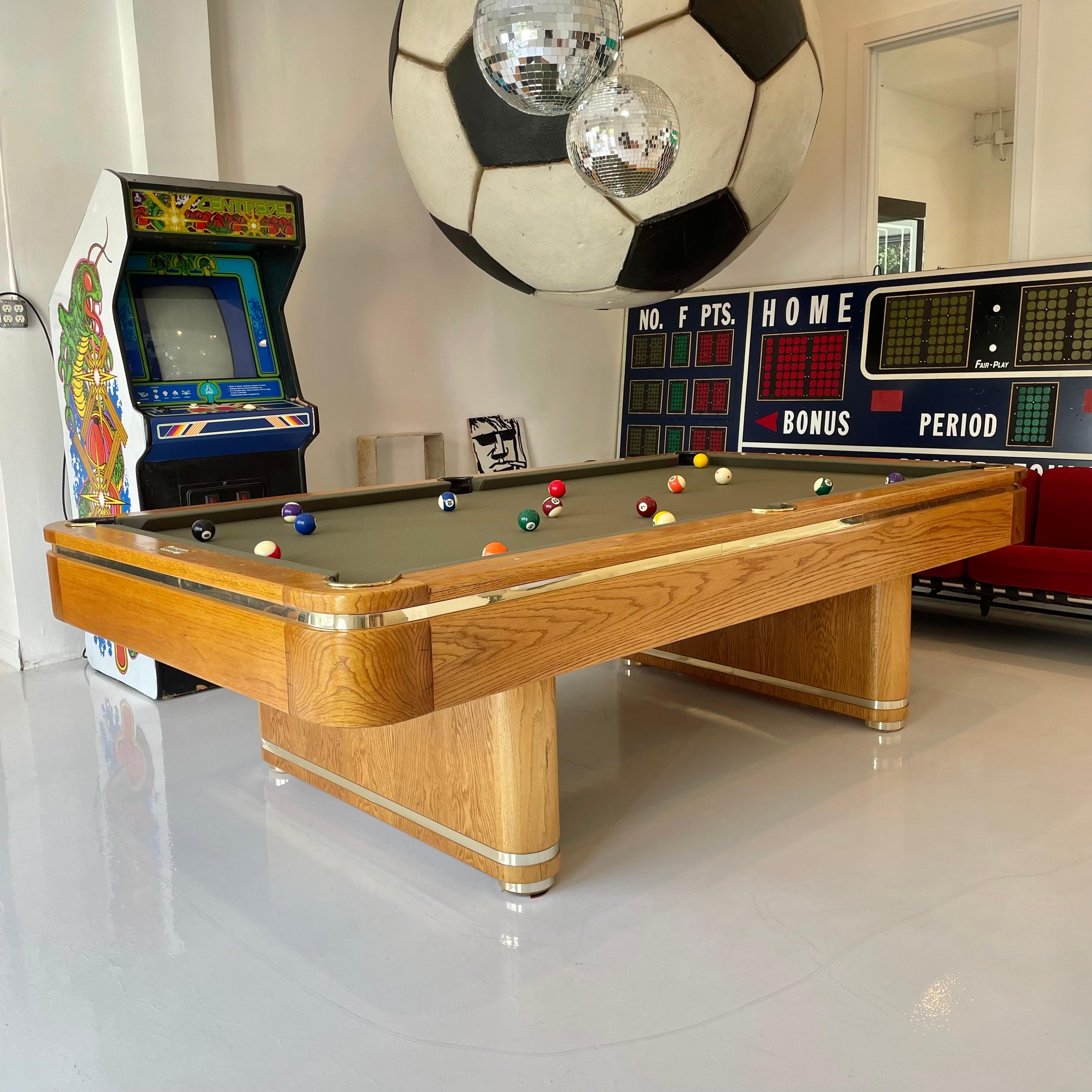 Oak and Brass Golden West Pool Table, 1980s USA 3