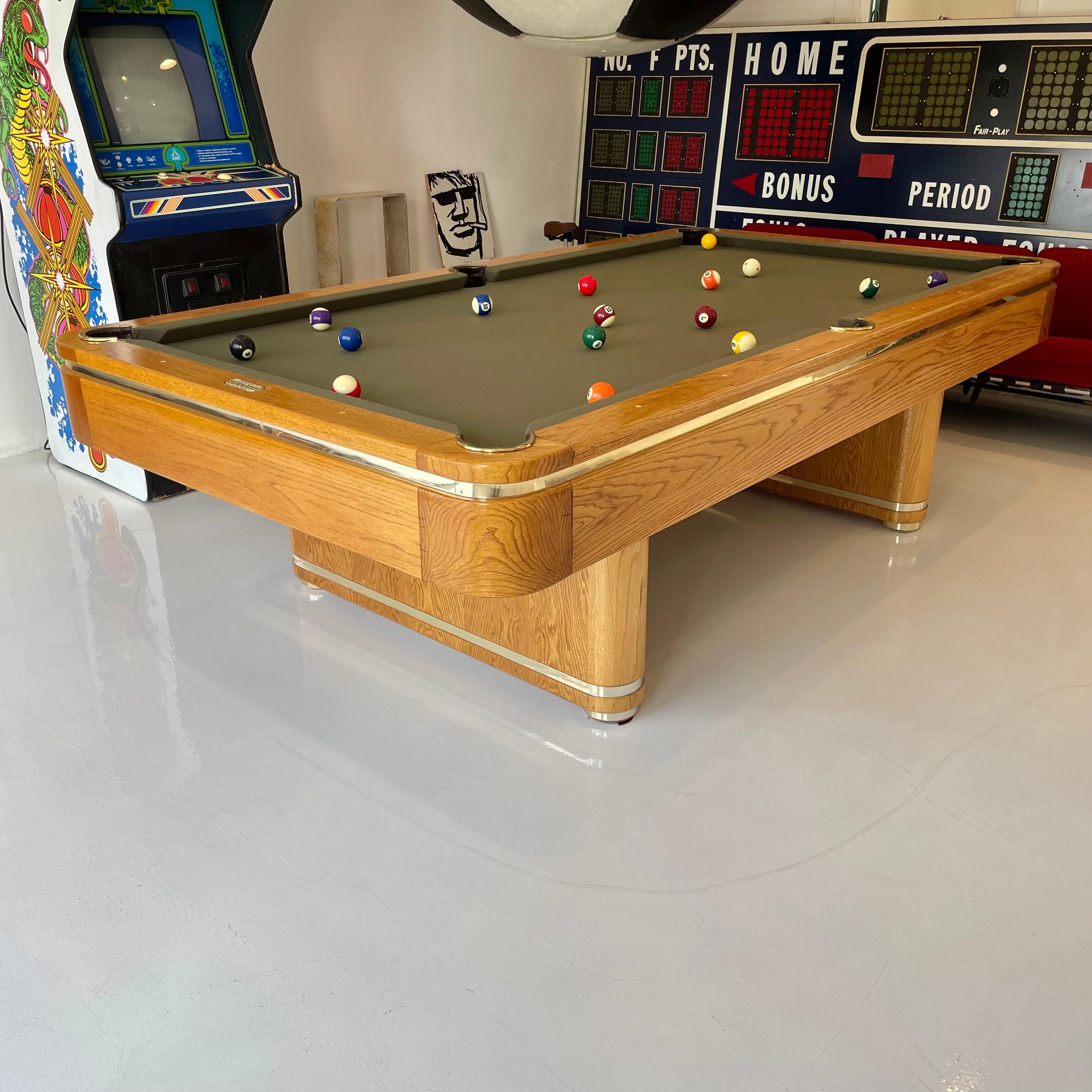 Oak and Brass Golden West Pool Table, 1980s USA 4