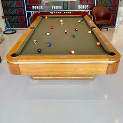 Oak and Brass Golden West Pool Table, 1980s USA