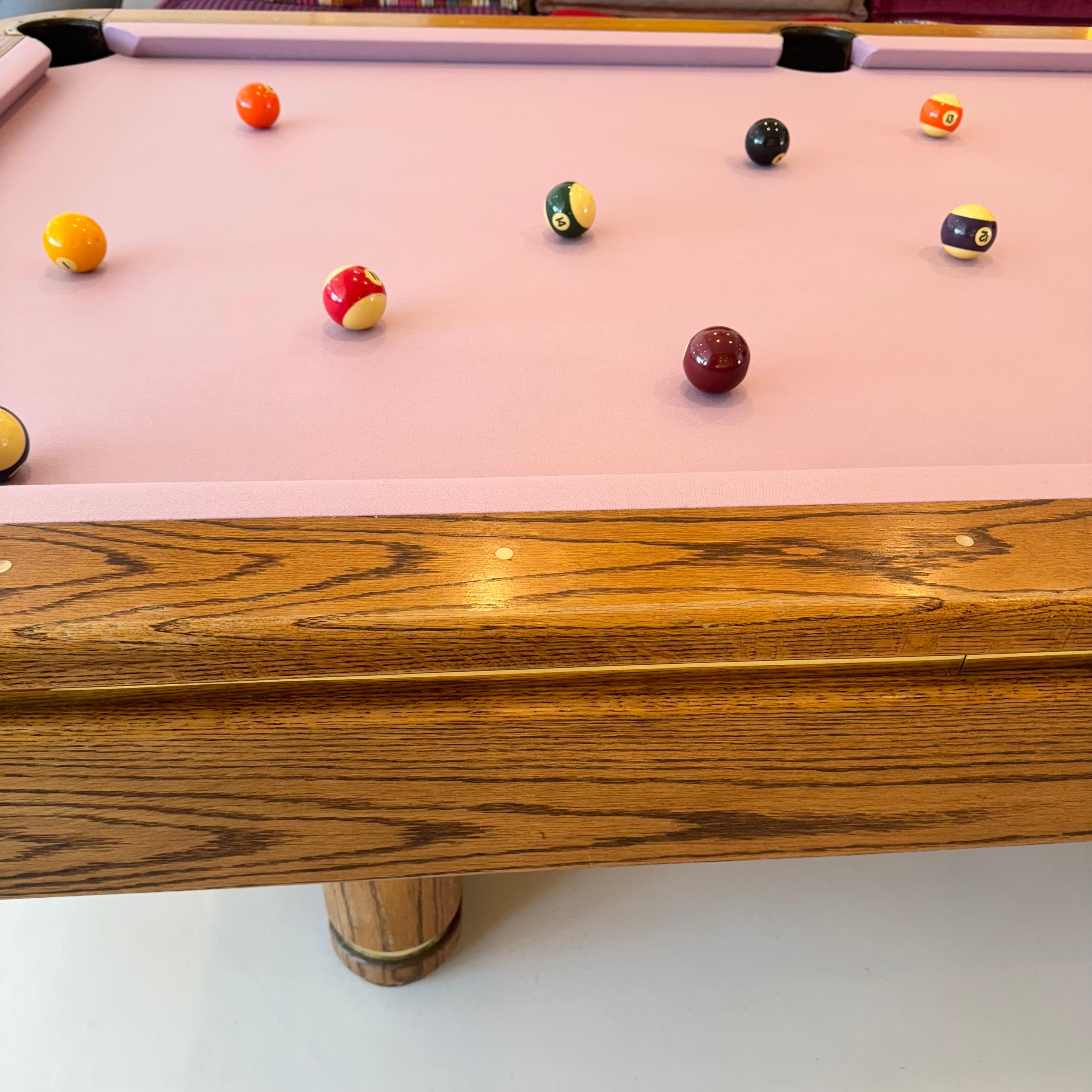 Elegant oak and brass Golden West pool table made in Canoga Park, California as part of Golden West's 