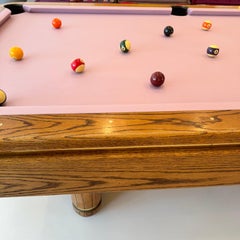 Oak and Brass Golden West Pool Table, 1980s USA