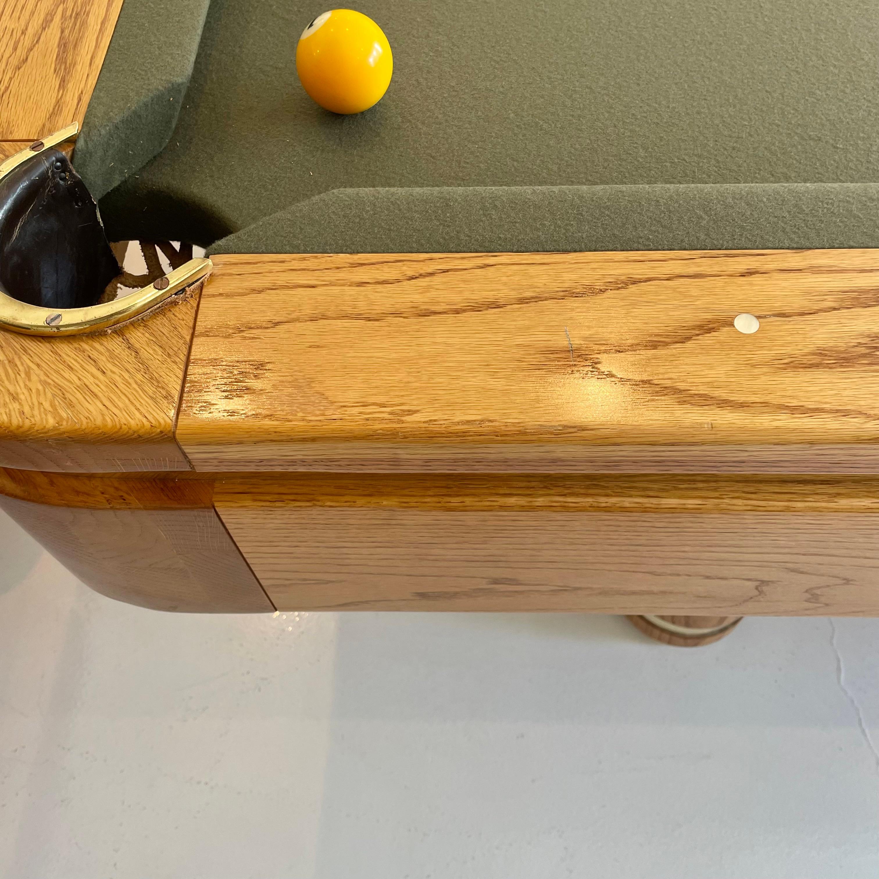 Hardwood Oak and Brass Golden West Pool Table, 1980s USA