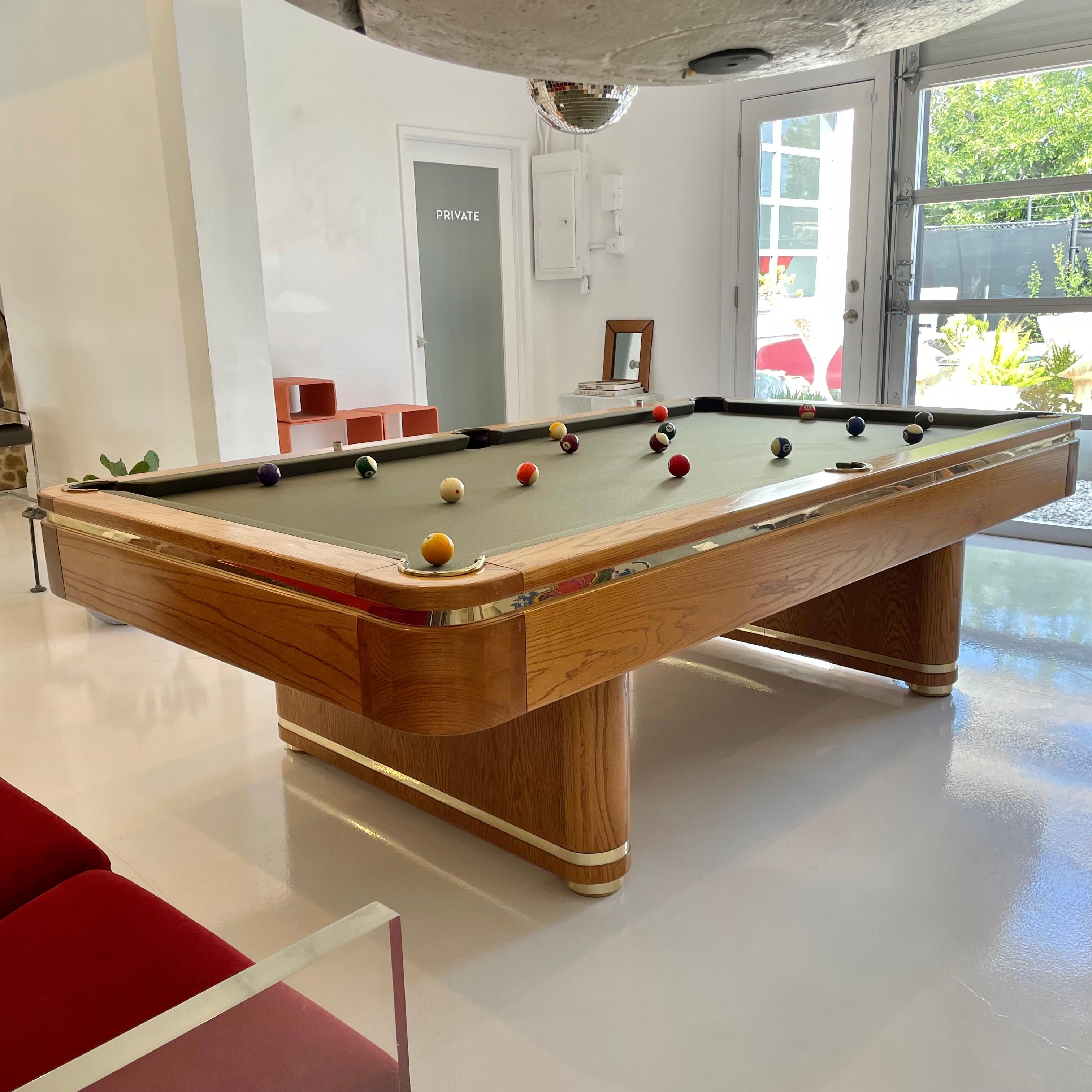 Oak and Brass Golden West Pool Table, 1980s USA 2