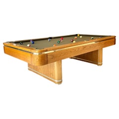 Oak and Brass Golden West Pool Table, 1980s USA
