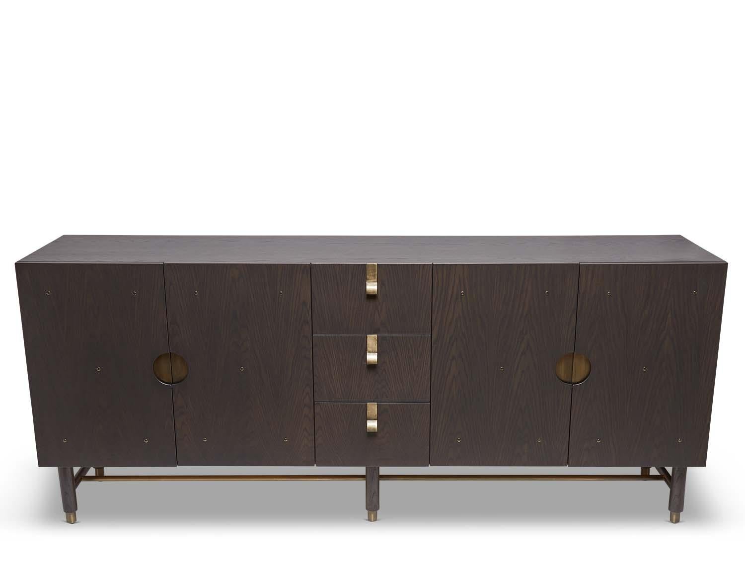 Mid-Century Modern Oak and Brass Niguel Cabinet by Lawson-Fenning