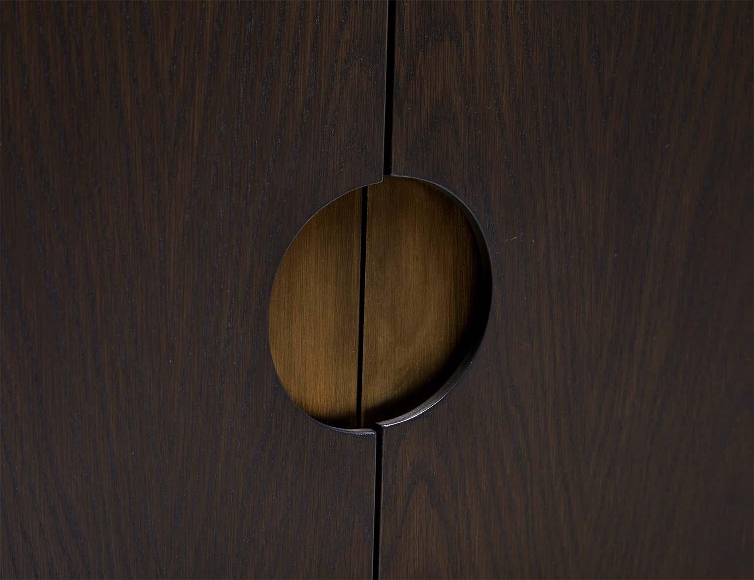 Contemporary Oak and Brass Niguel Cabinet by Lawson-Fenning