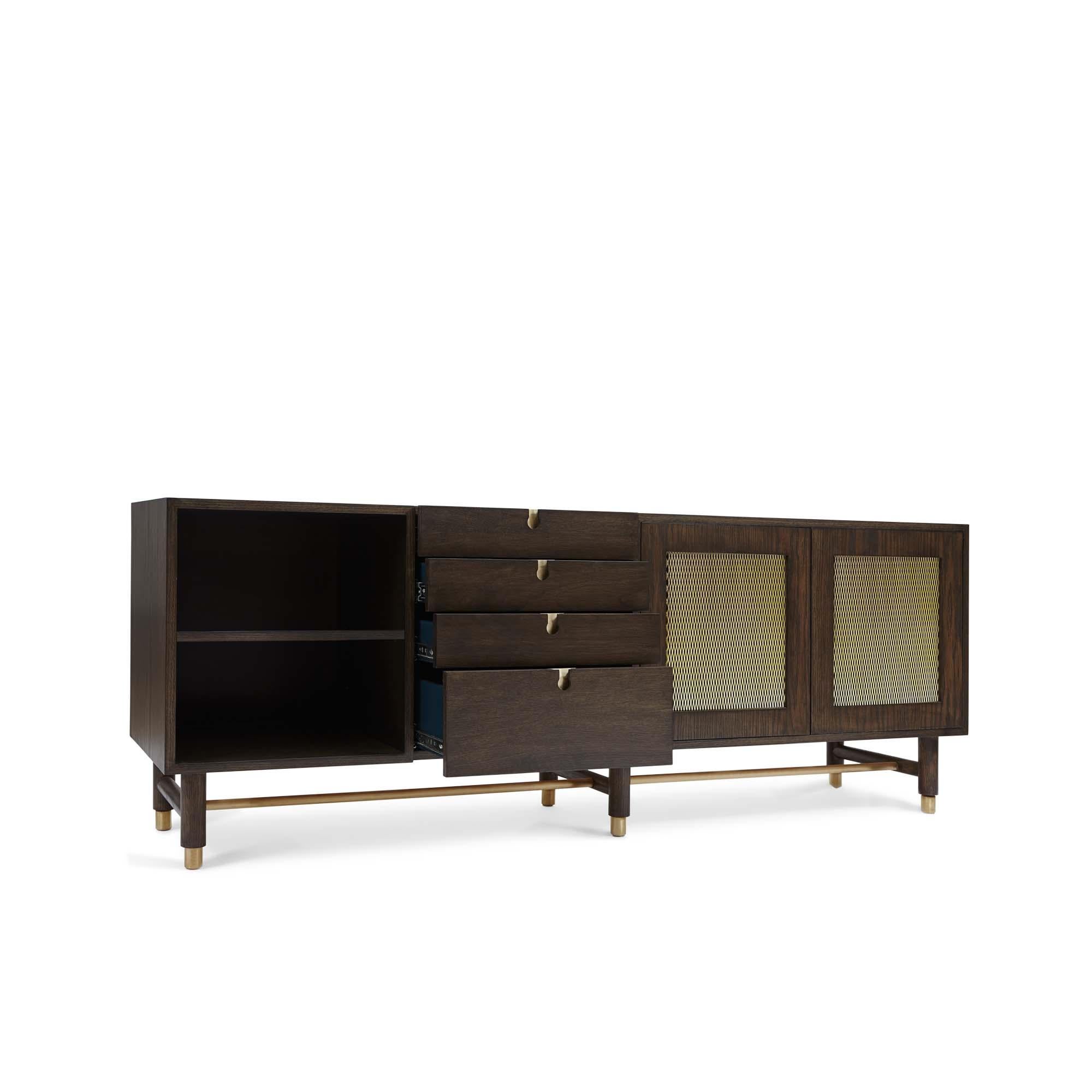 Mid-Century Modern Oak and Brass Niguel Credenza by Lawson-Fenning