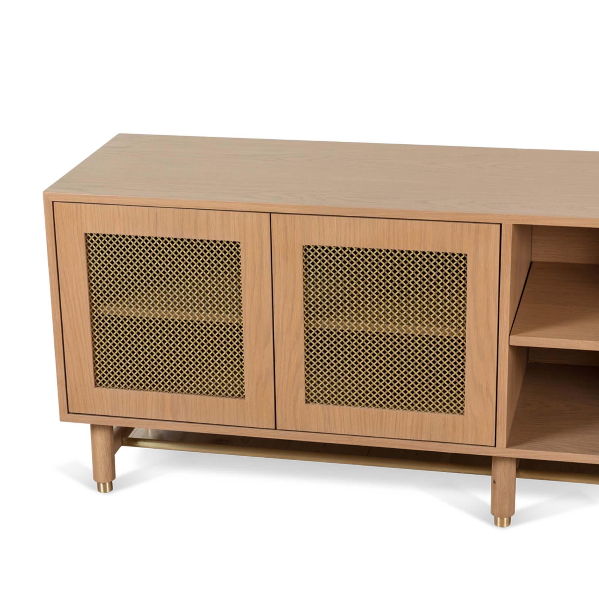 Mid-Century Modern Oak and Brass Niguel Credenza by Lawson-Fenning For Sale