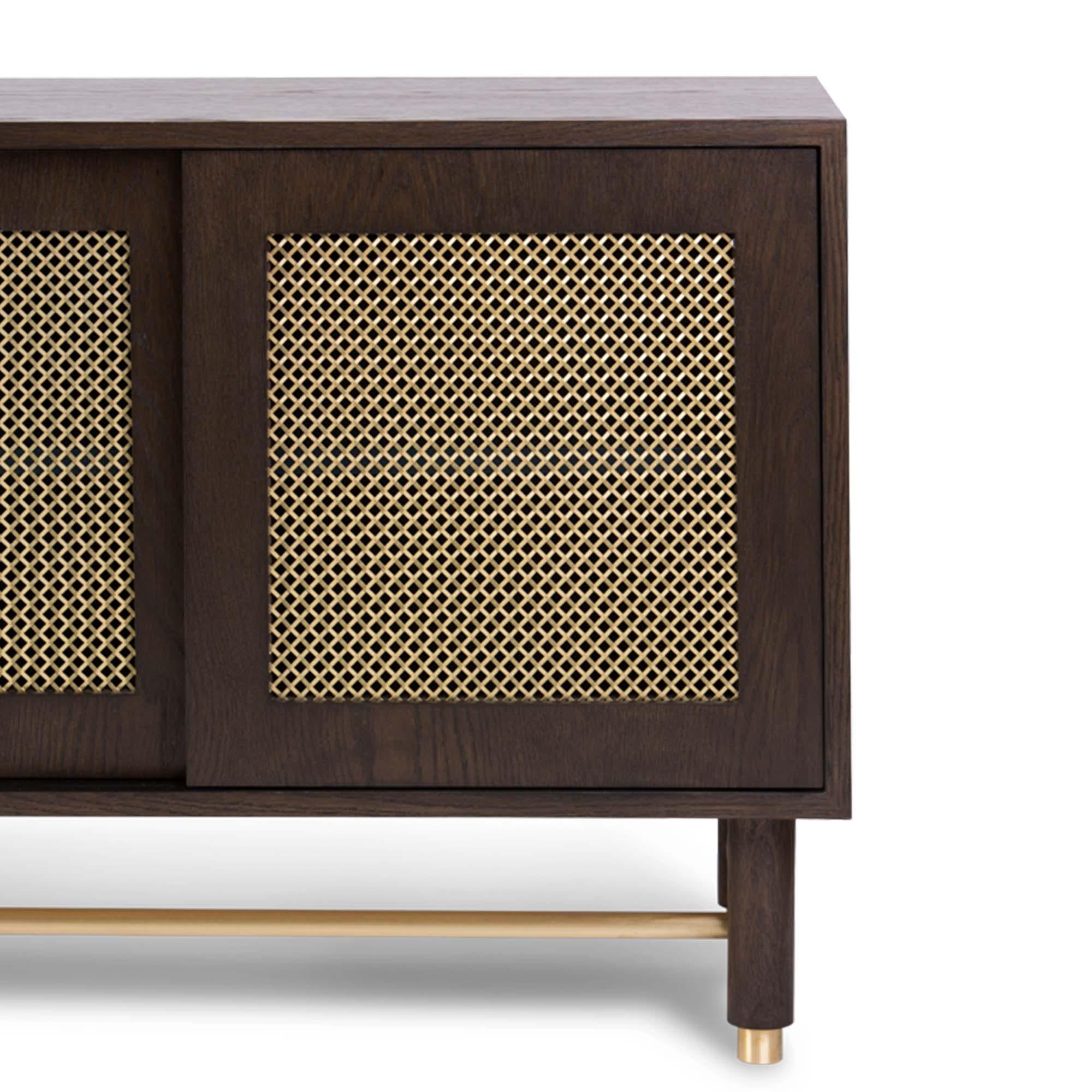 Oak and Brass Niguel Credenza by Lawson-Fenning 3