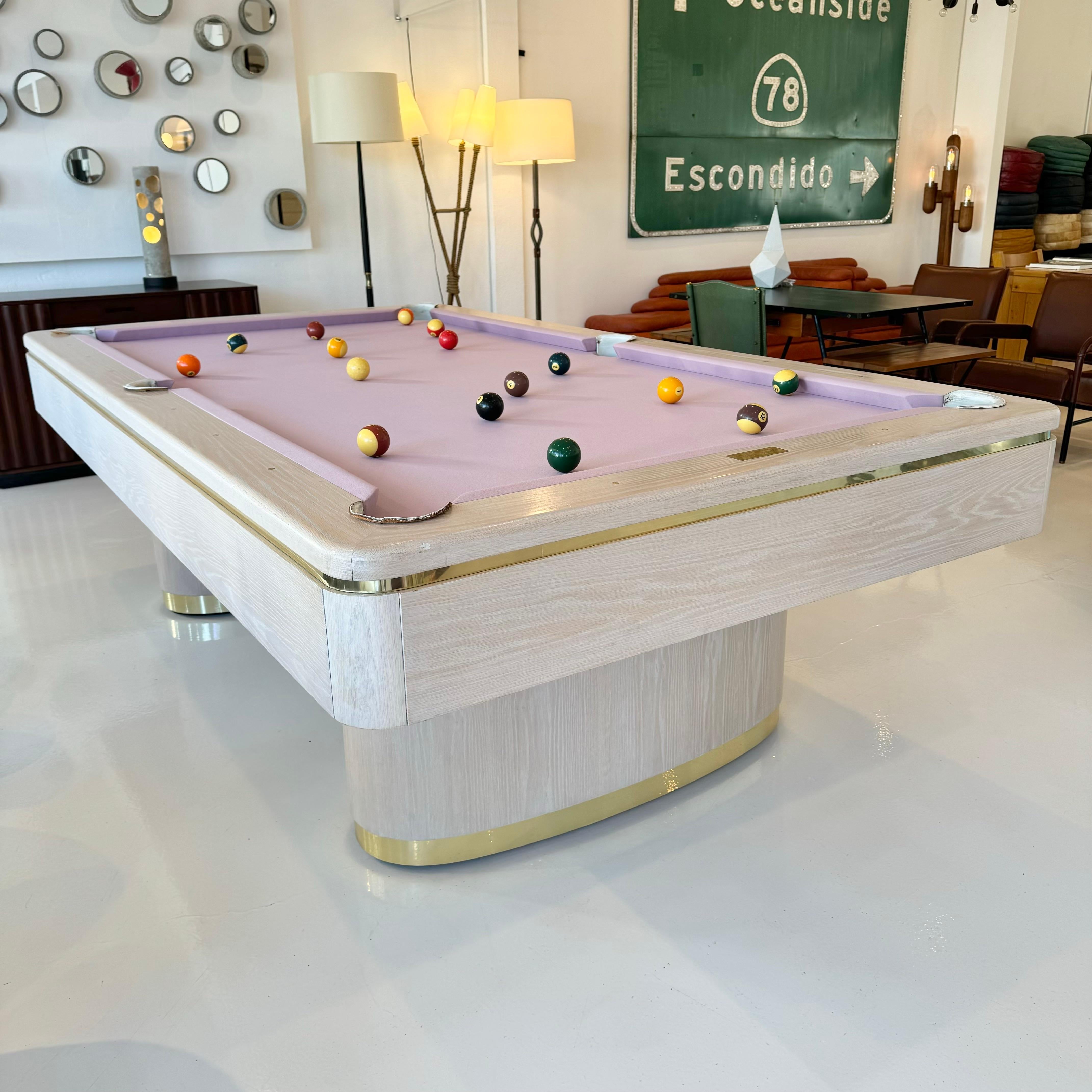 Oak and Brass Olhausen Pool Table, 1990s USA 4