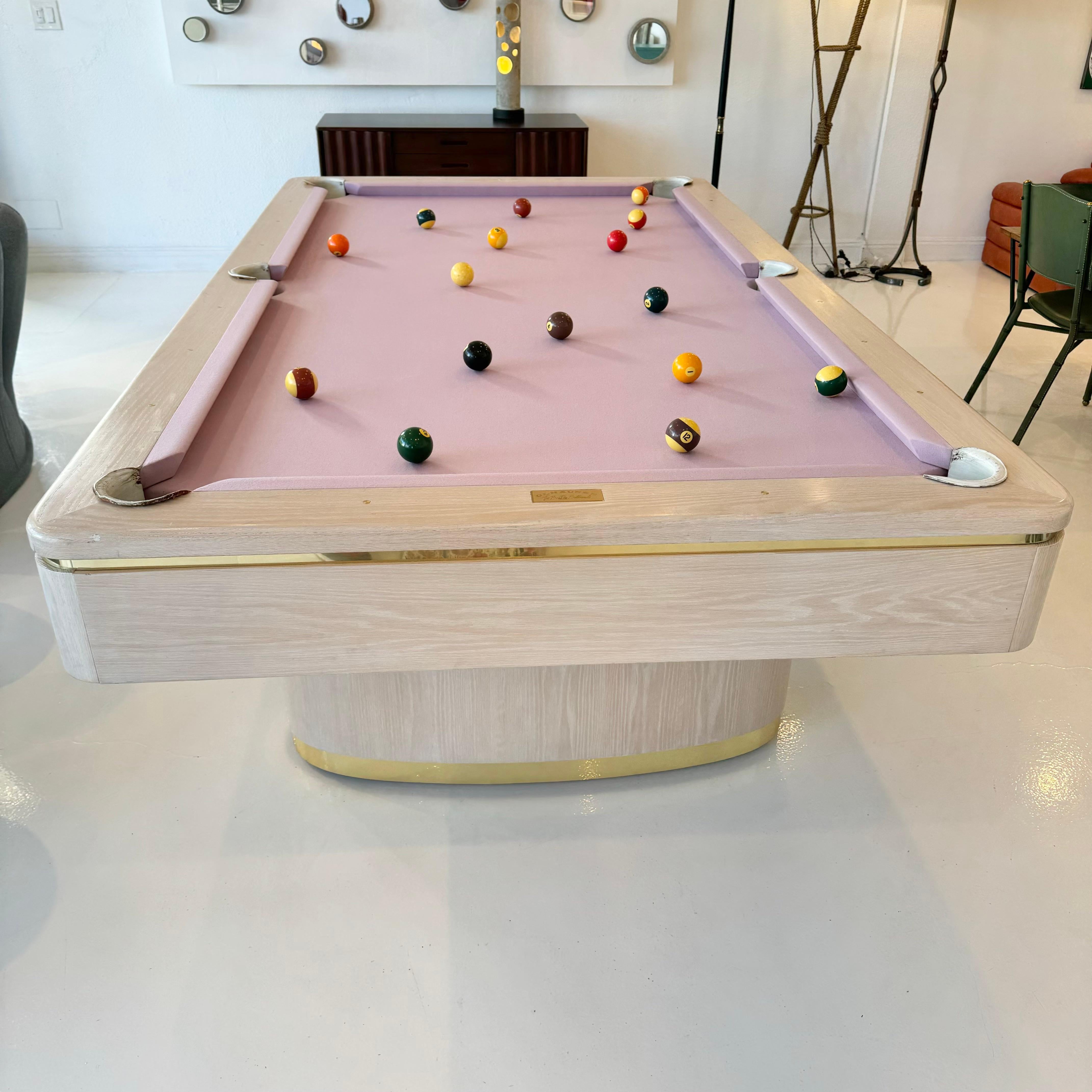 Oak and Brass Olhausen Pool Table, 1990s USA 5