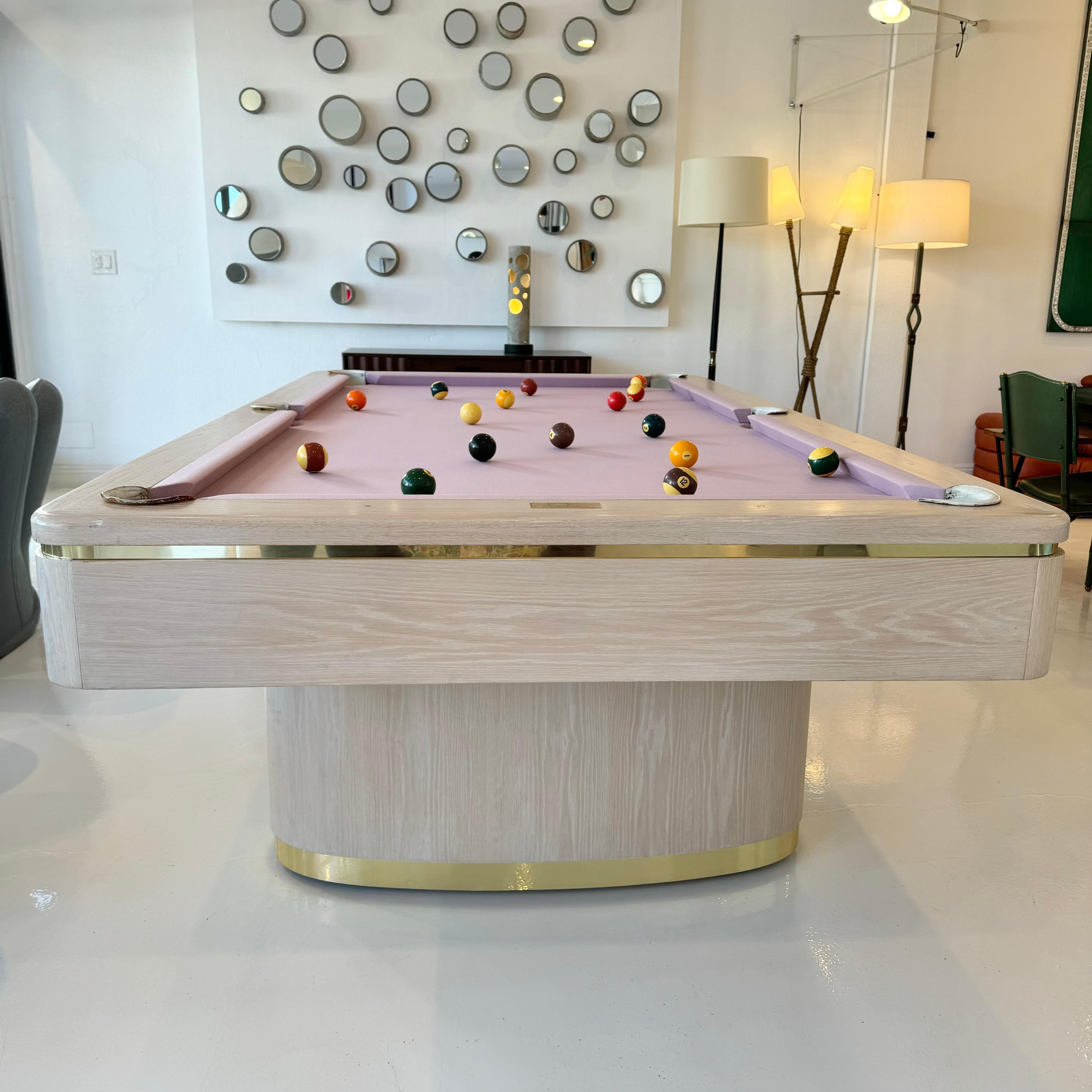Oak and Brass Olhausen Pool Table, 1990s USA 6
