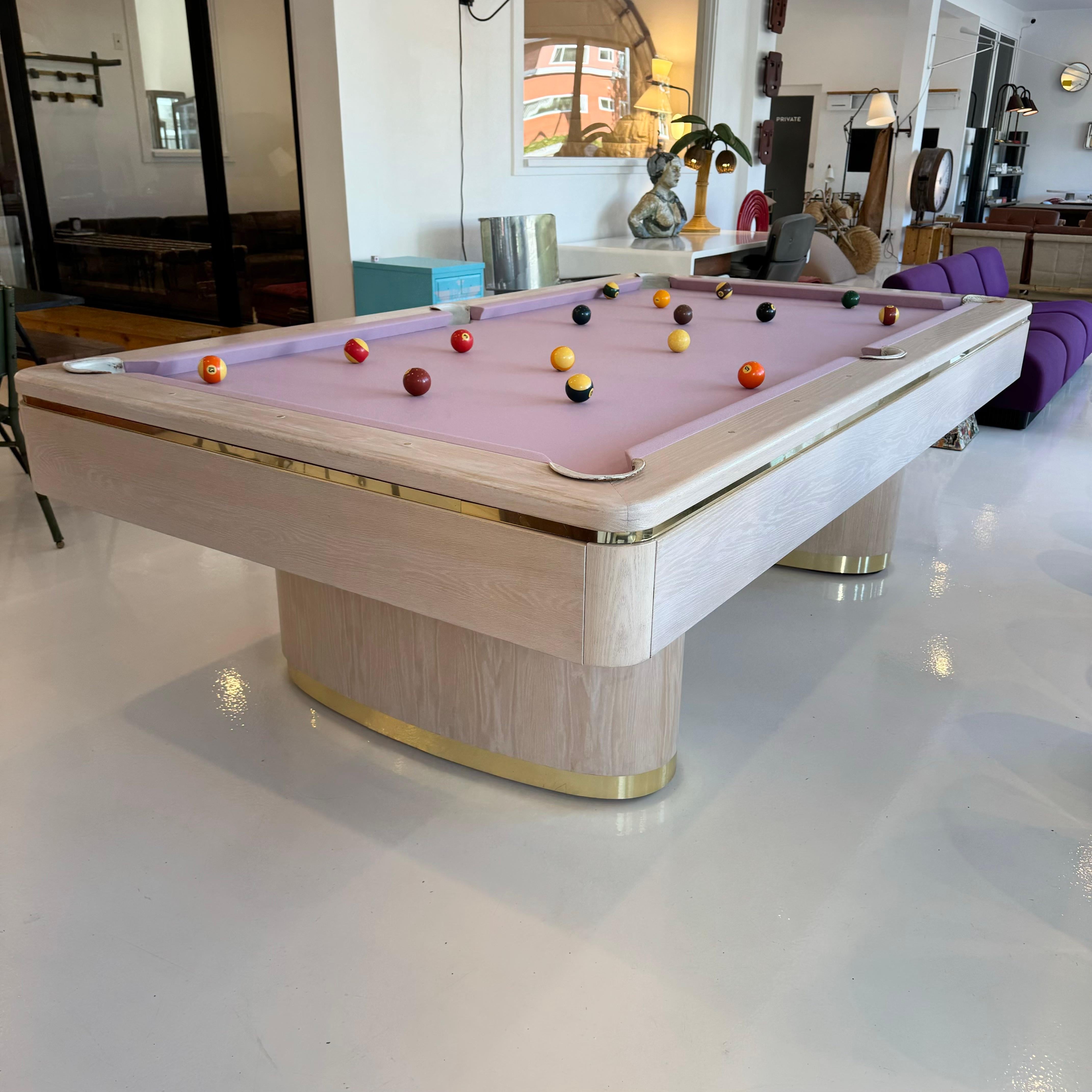 Oak and Brass Olhausen Pool Table, 1990s USA 8