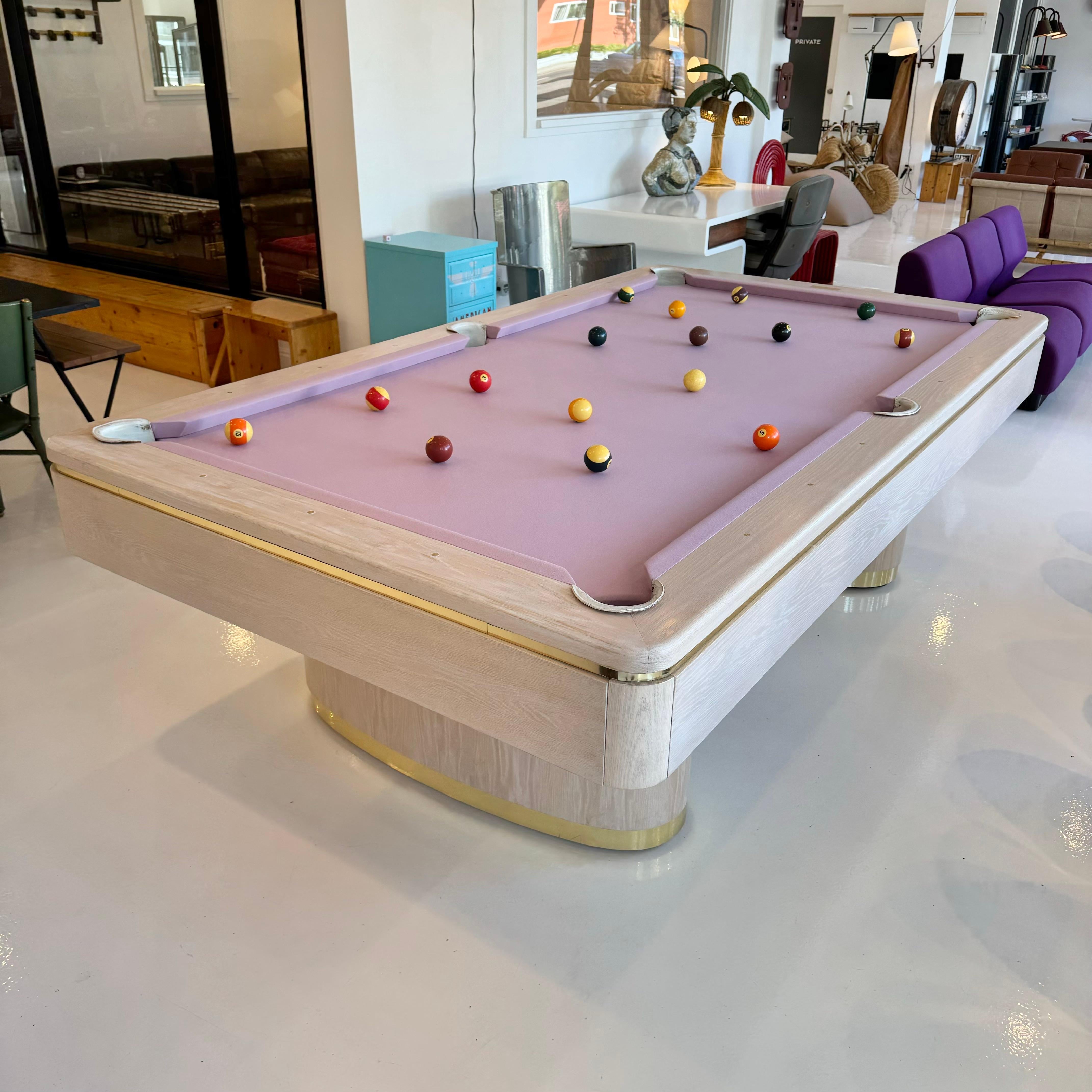 Oak and Brass Olhausen Pool Table, 1990s USA 9