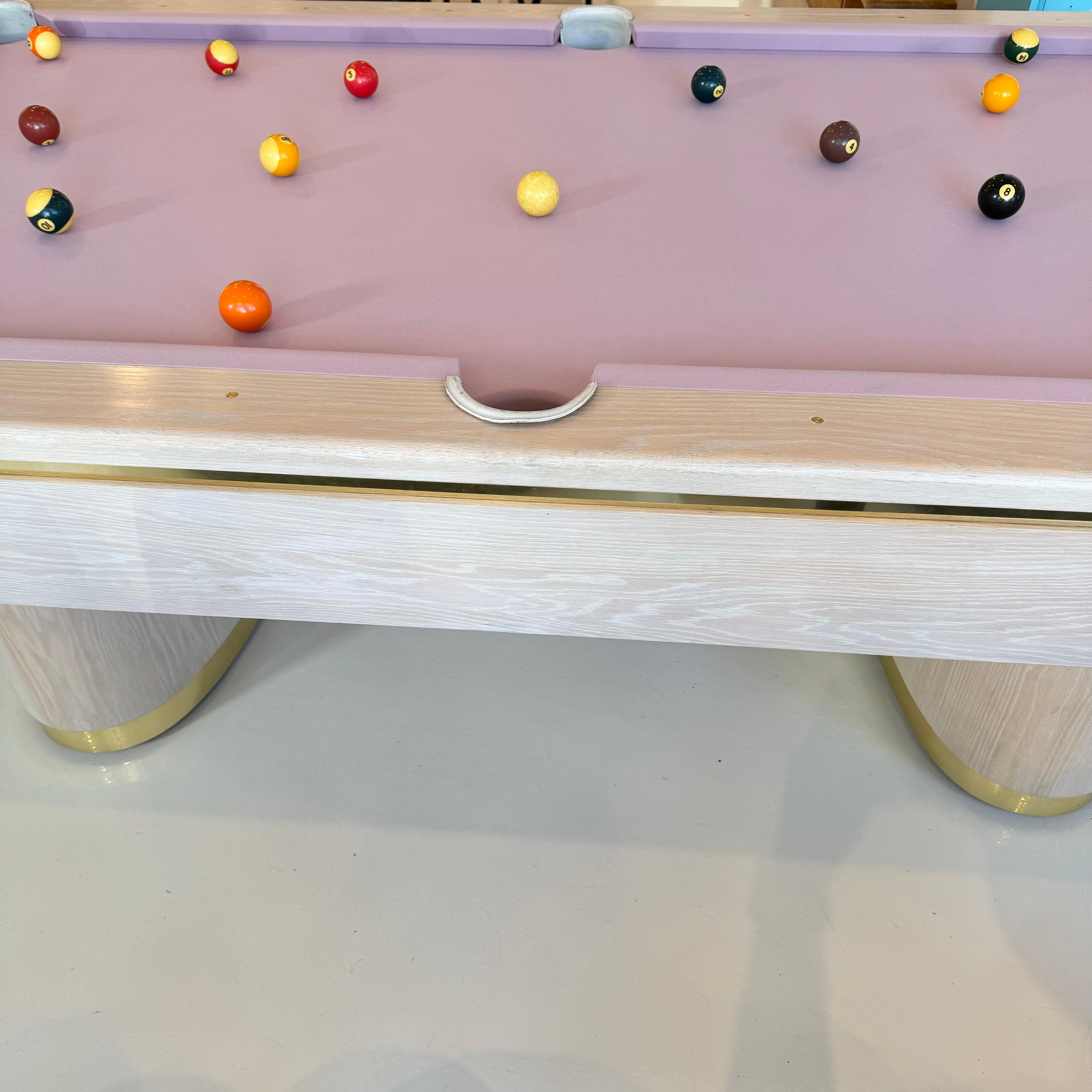 Oak and Brass Olhausen Pool Table, 1990s USA 10