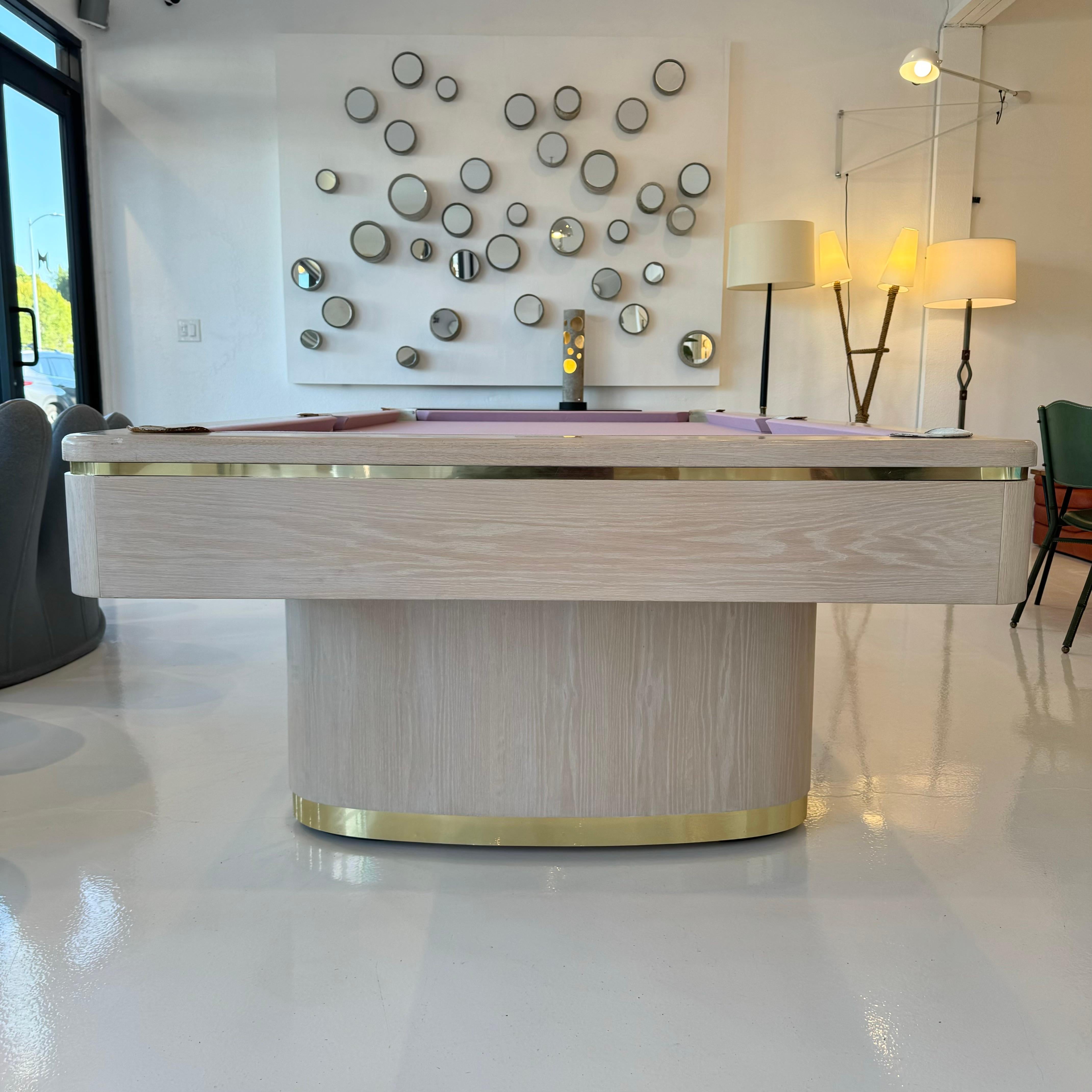 Oak and Brass Olhausen Pool Table, 1990s USA 11