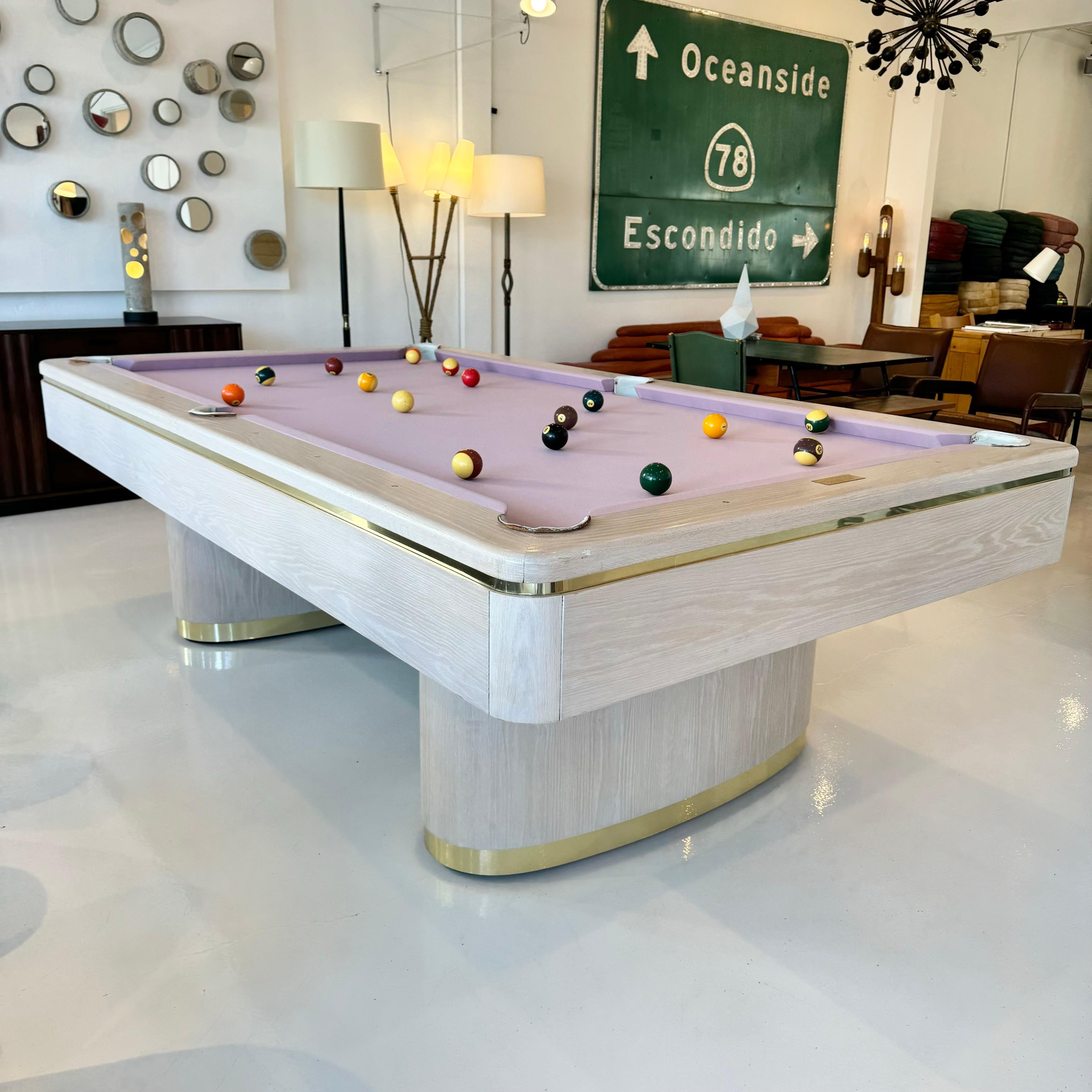 American Oak and Brass Olhausen Pool Table, 1990s USA