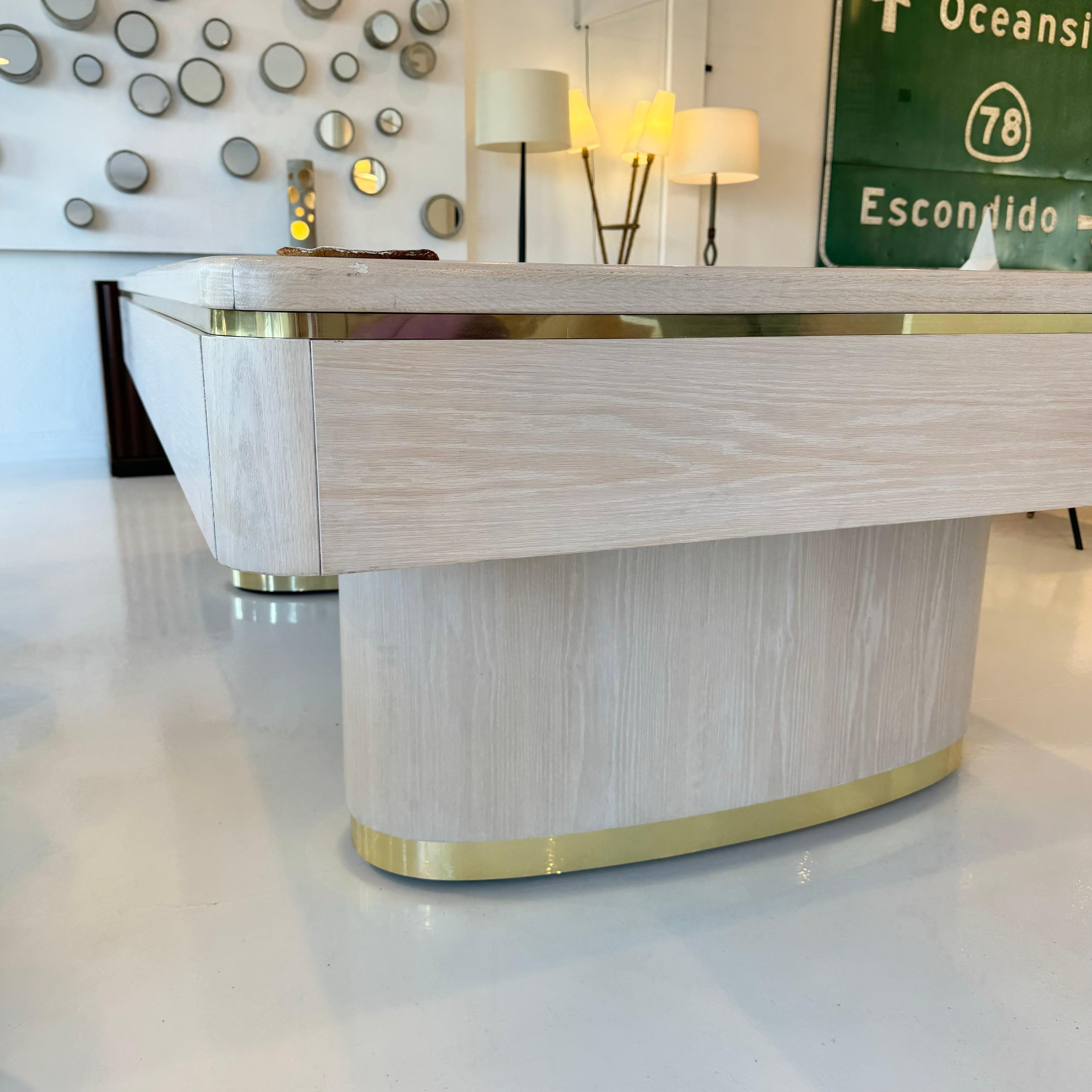 Late 20th Century Oak and Brass Olhausen Pool Table, 1990s USA