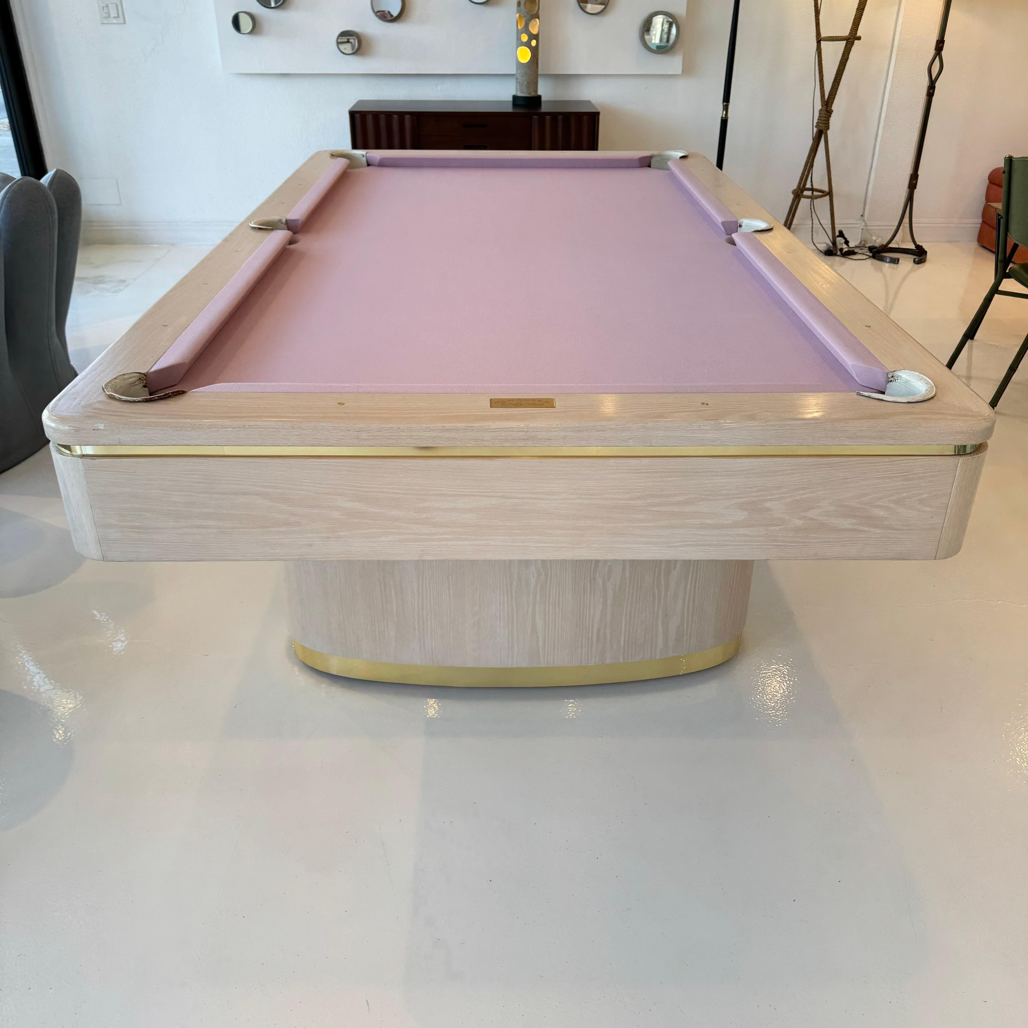 Oak and Brass Olhausen Pool Table, 1990s USA 1