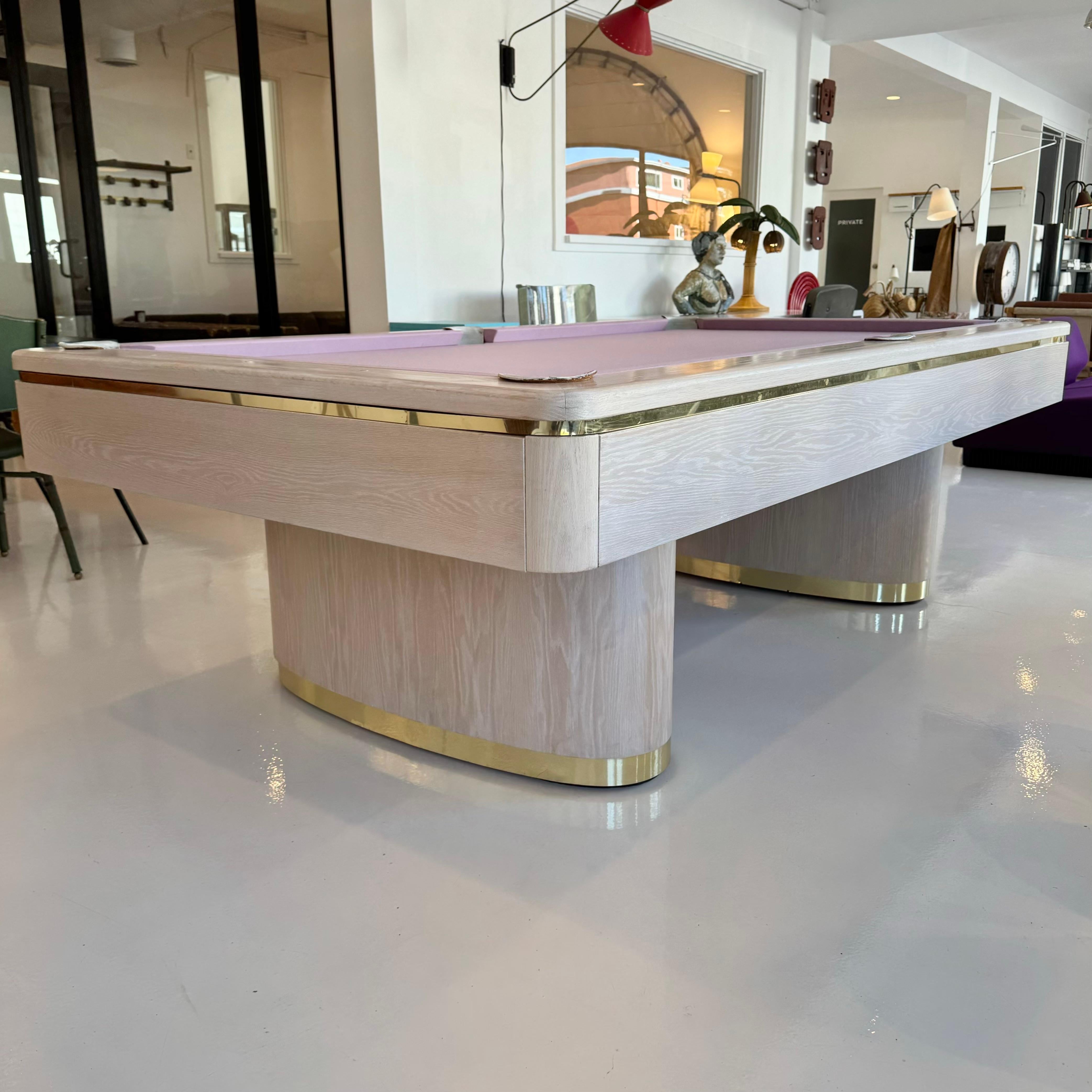 Oak and Brass Olhausen Pool Table, 1990s USA 2