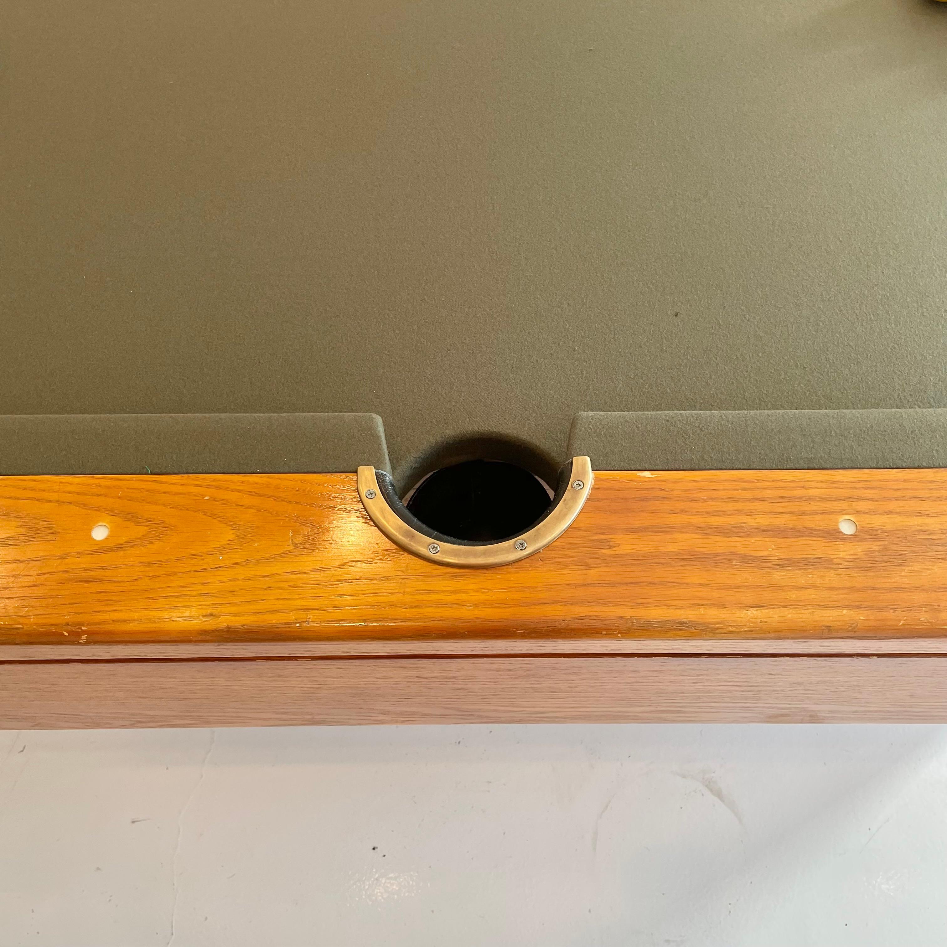 Oak and Brass Pool Table, 1980s USA 1