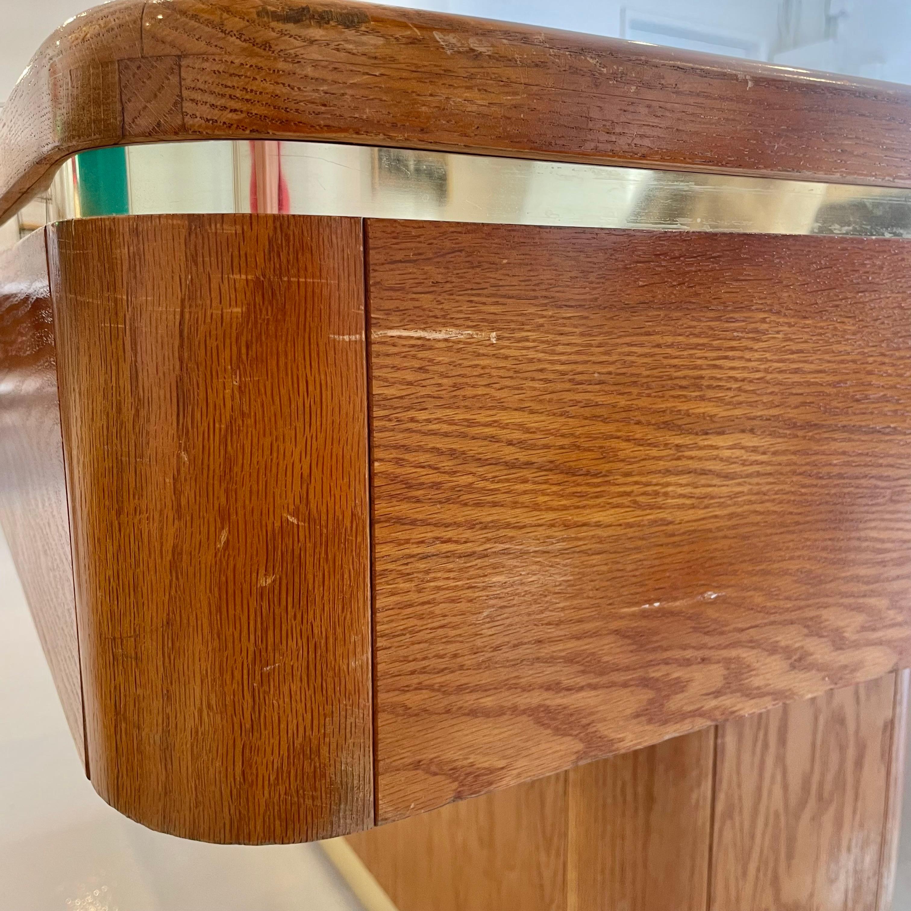 Oak and Brass Pool Table, 1980s USA 4