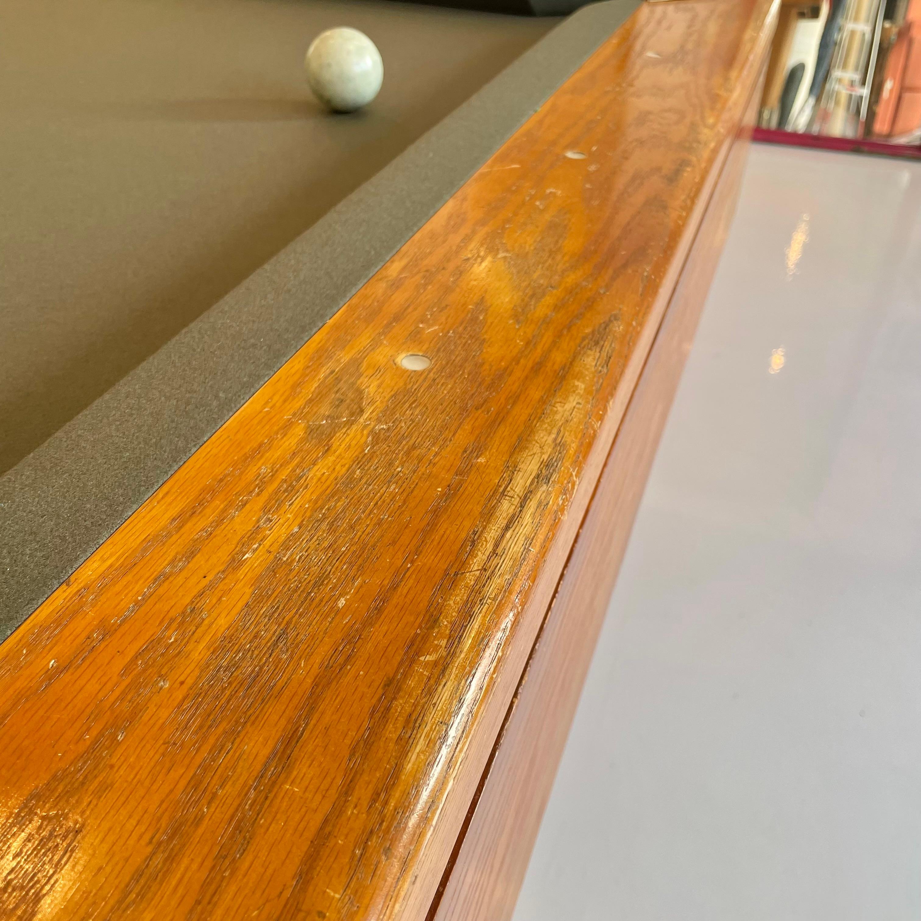 Oak and Brass Pool Table, 1980s USA 5