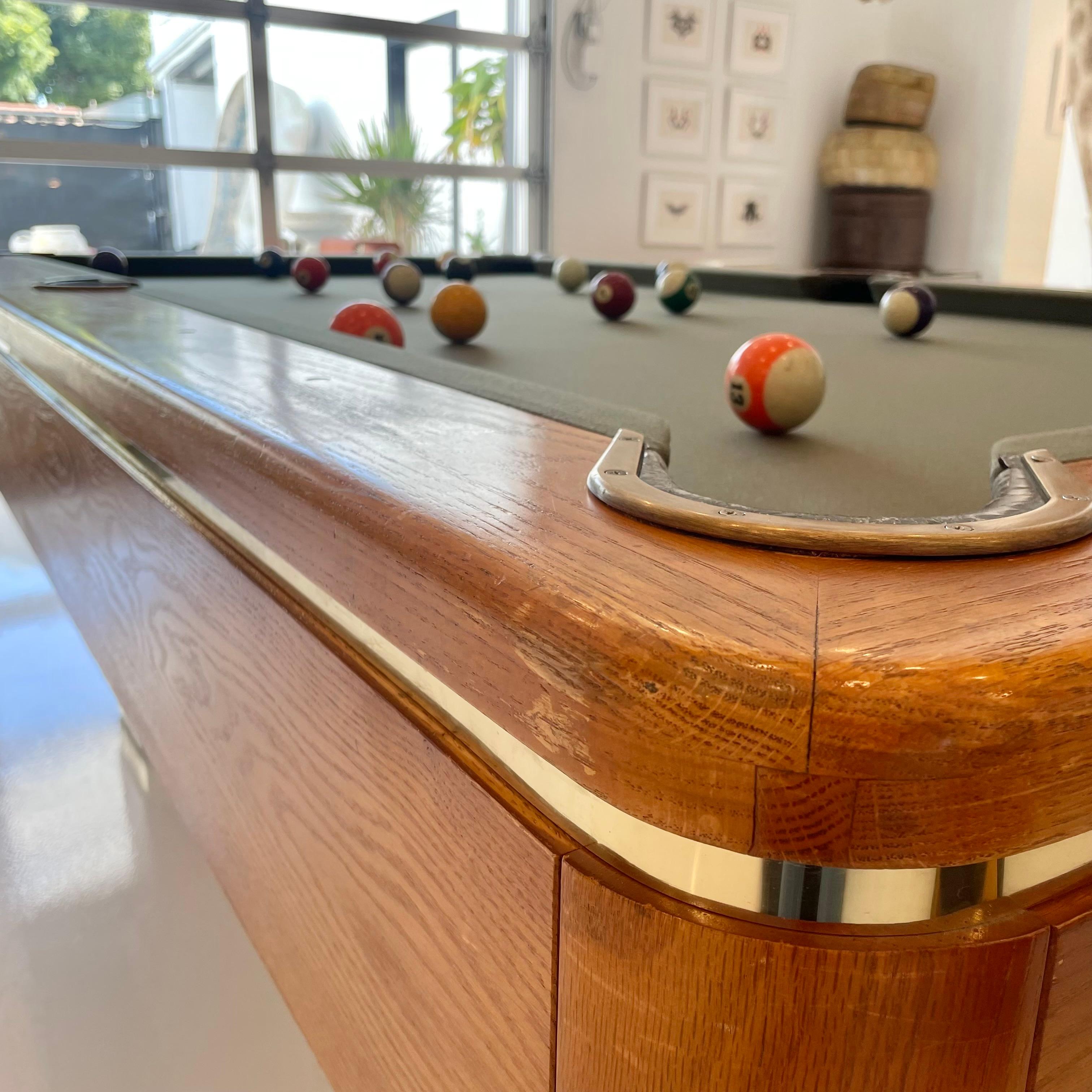 Oak and Brass Pool Table, 1980s USA 2
