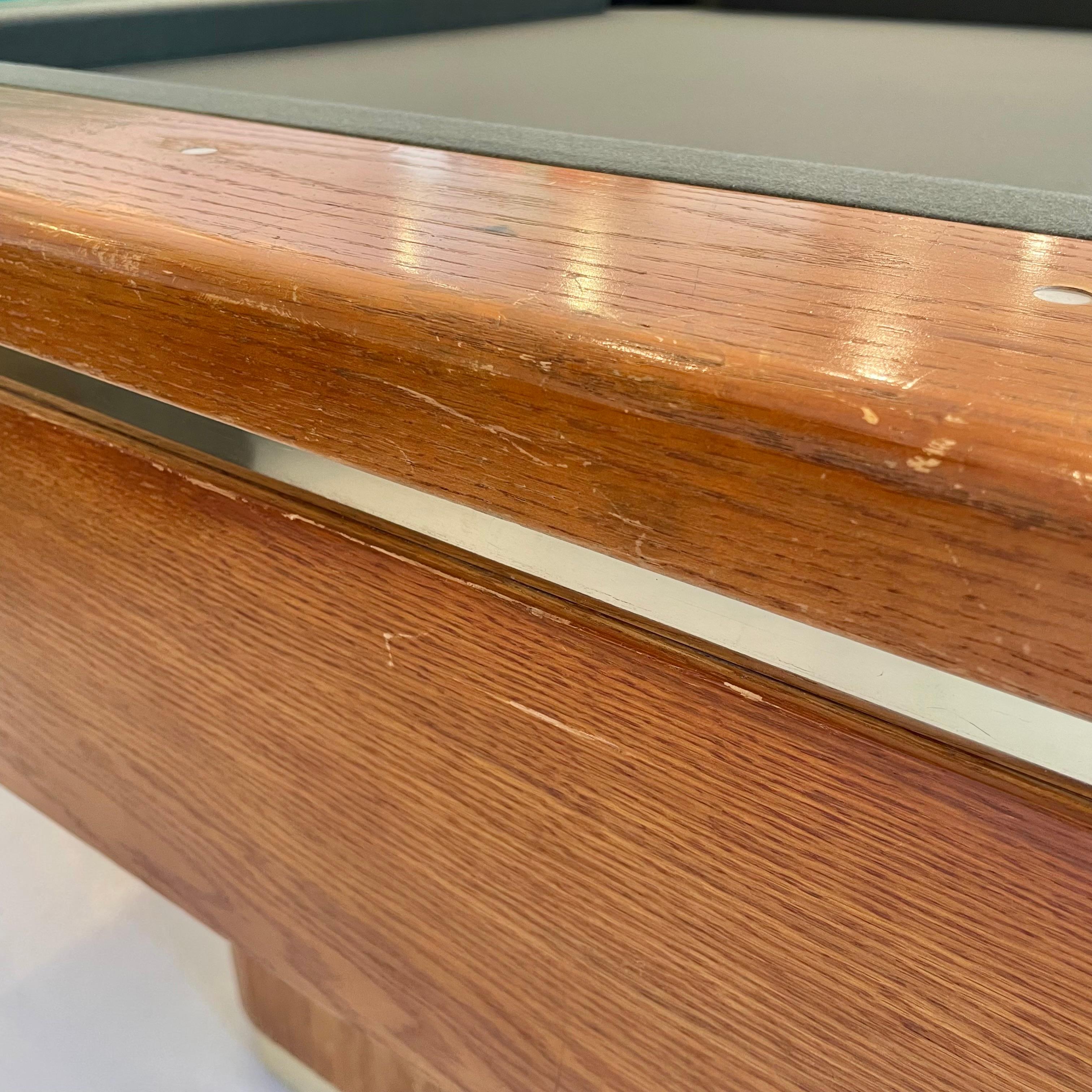 Oak and Brass Pool Table, 1980s USA 8