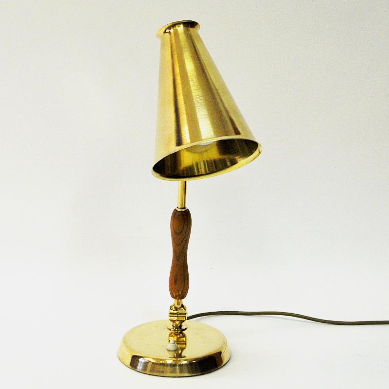Oak and Brass Table and Desk Lamp by ASEA, Sweden, 1950s 2