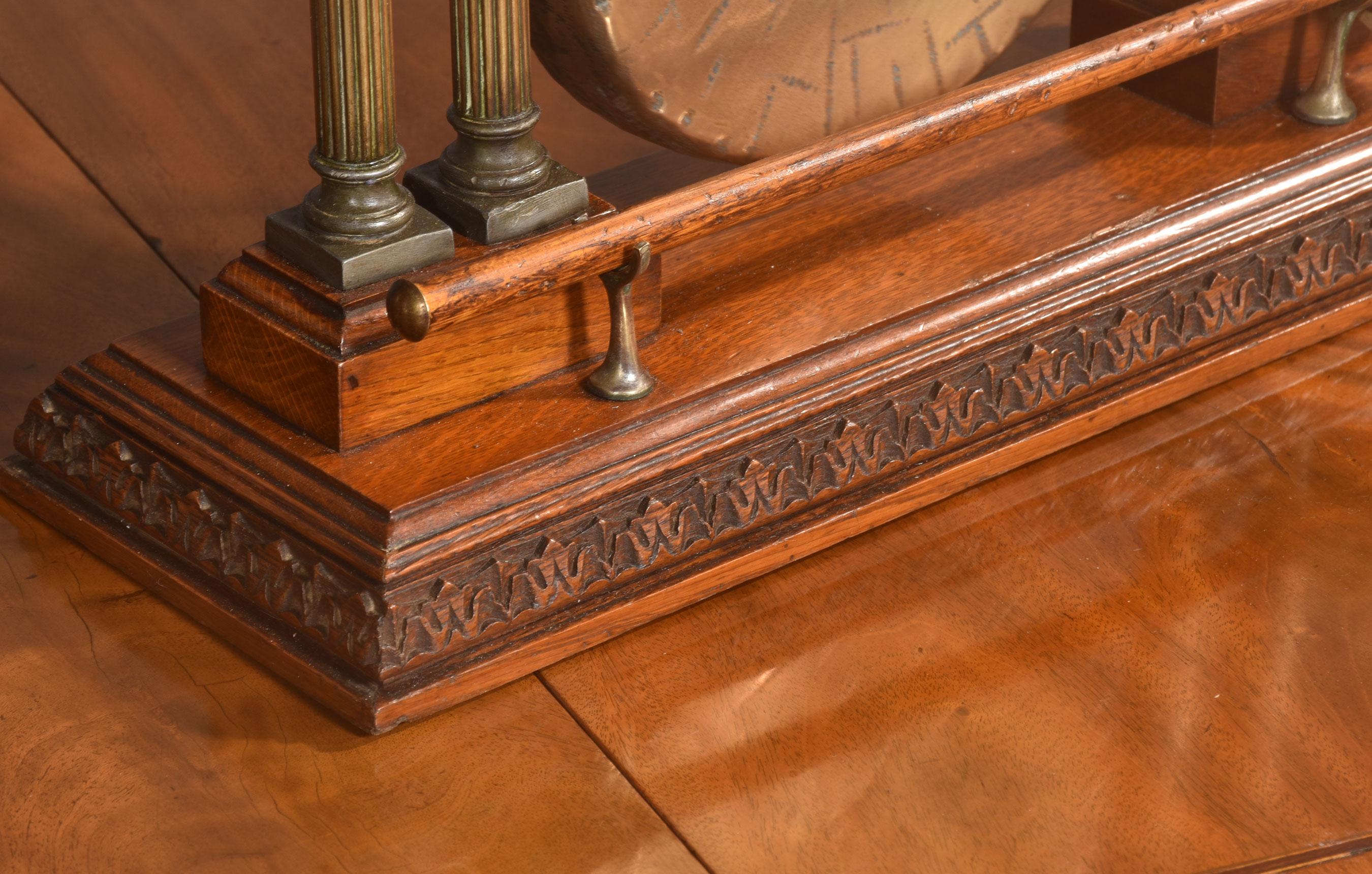 Oak and brass table gong 3