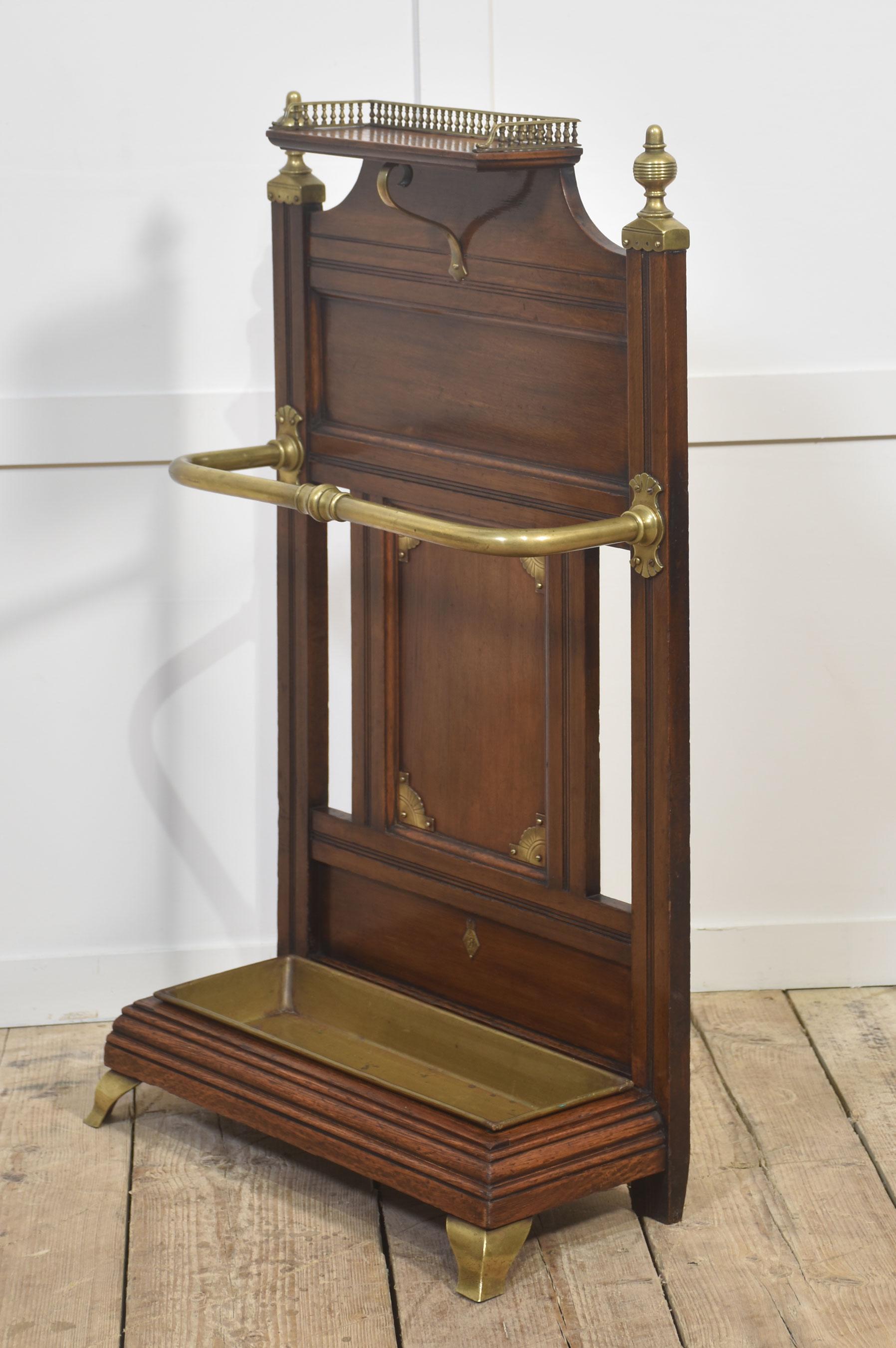 Oak and brass umbrella stand For Sale 6