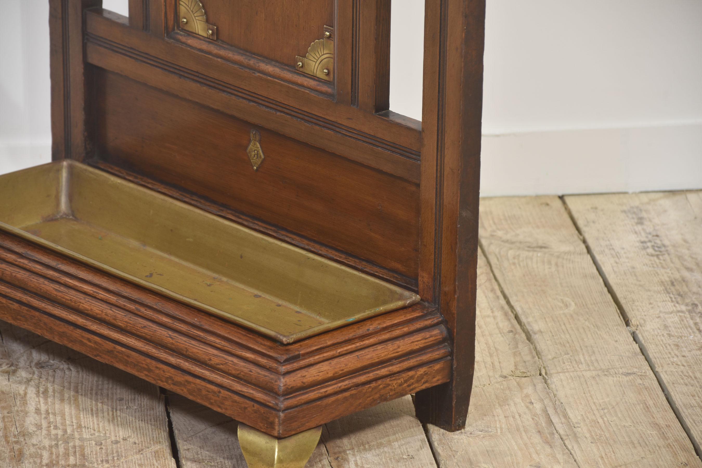 Oak and brass umbrella stand For Sale 7