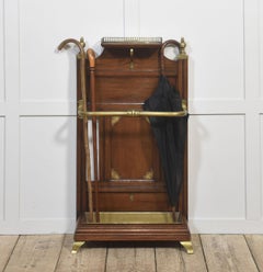 Oak and brass umbrella stand