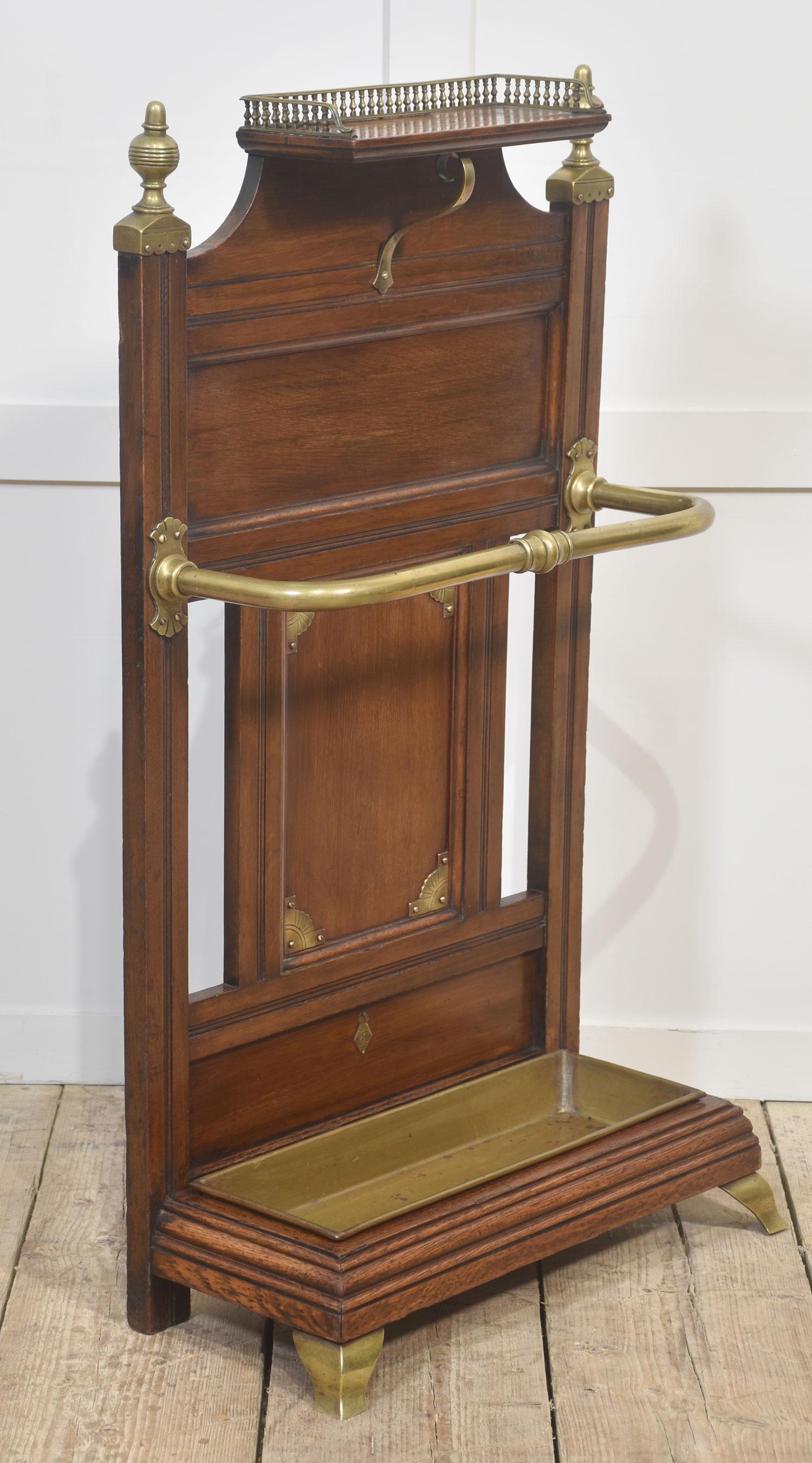 Oak and brass umbrella stand For Sale 3