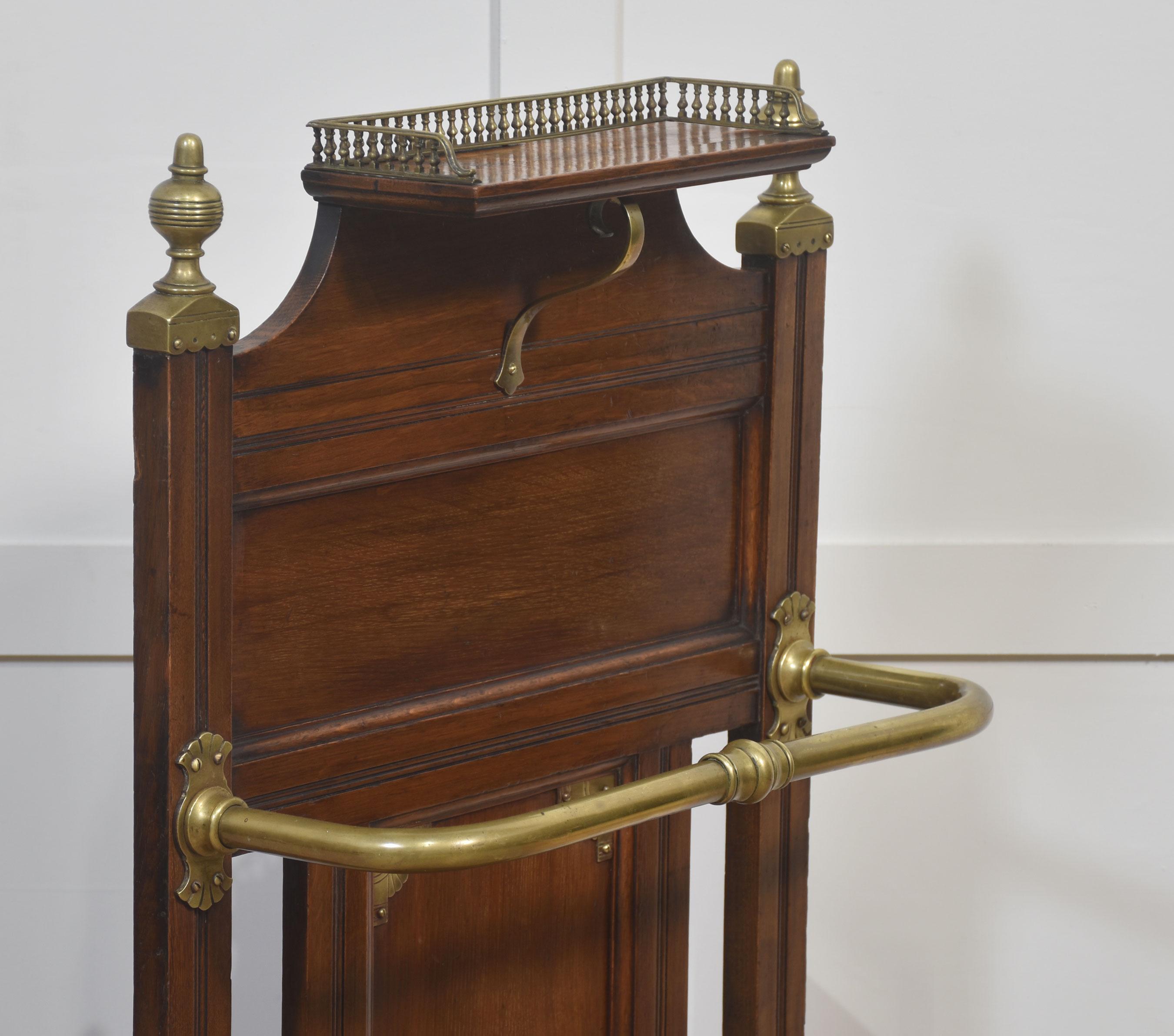Oak and brass umbrella stand For Sale 4