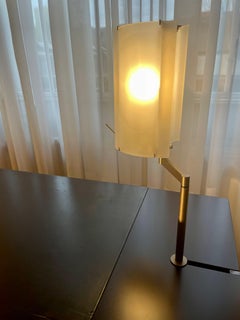 Oak and Bronze Desk with A Sanded Glass Lamp from Maison Chaumet, France 2000