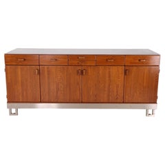 Buffet en chêne et métal brossé