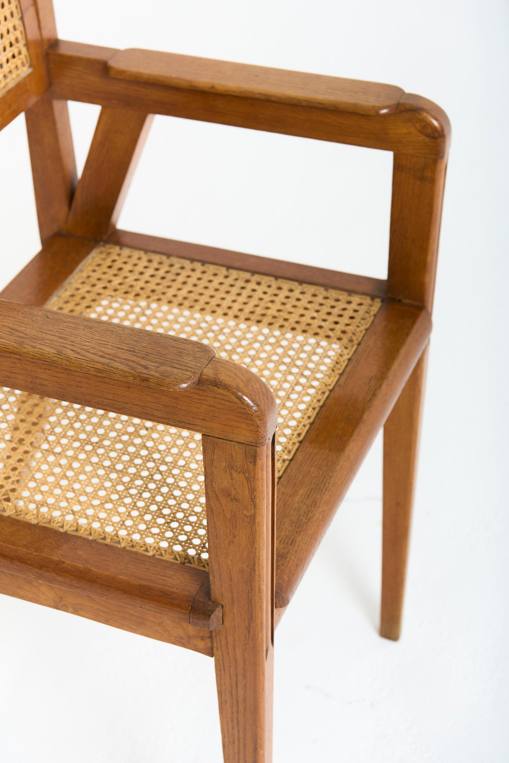 20th Century Oak and Cane Armchair For Sale